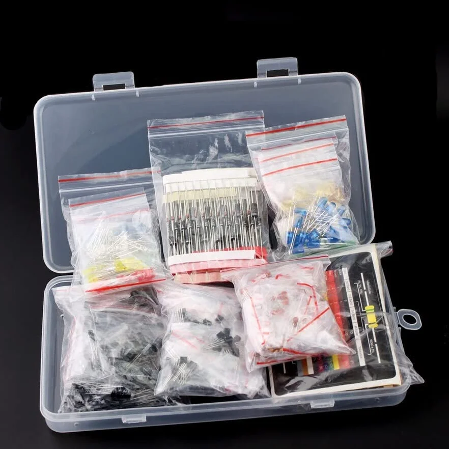 Elementi limitatori di corrente diodo Condensatore elettrolitico Kit ceramico Resistore LED diodi Set Pacchetto transistor Assortimento fai-da-te Kit di componenti elettronici con condensatore a scato