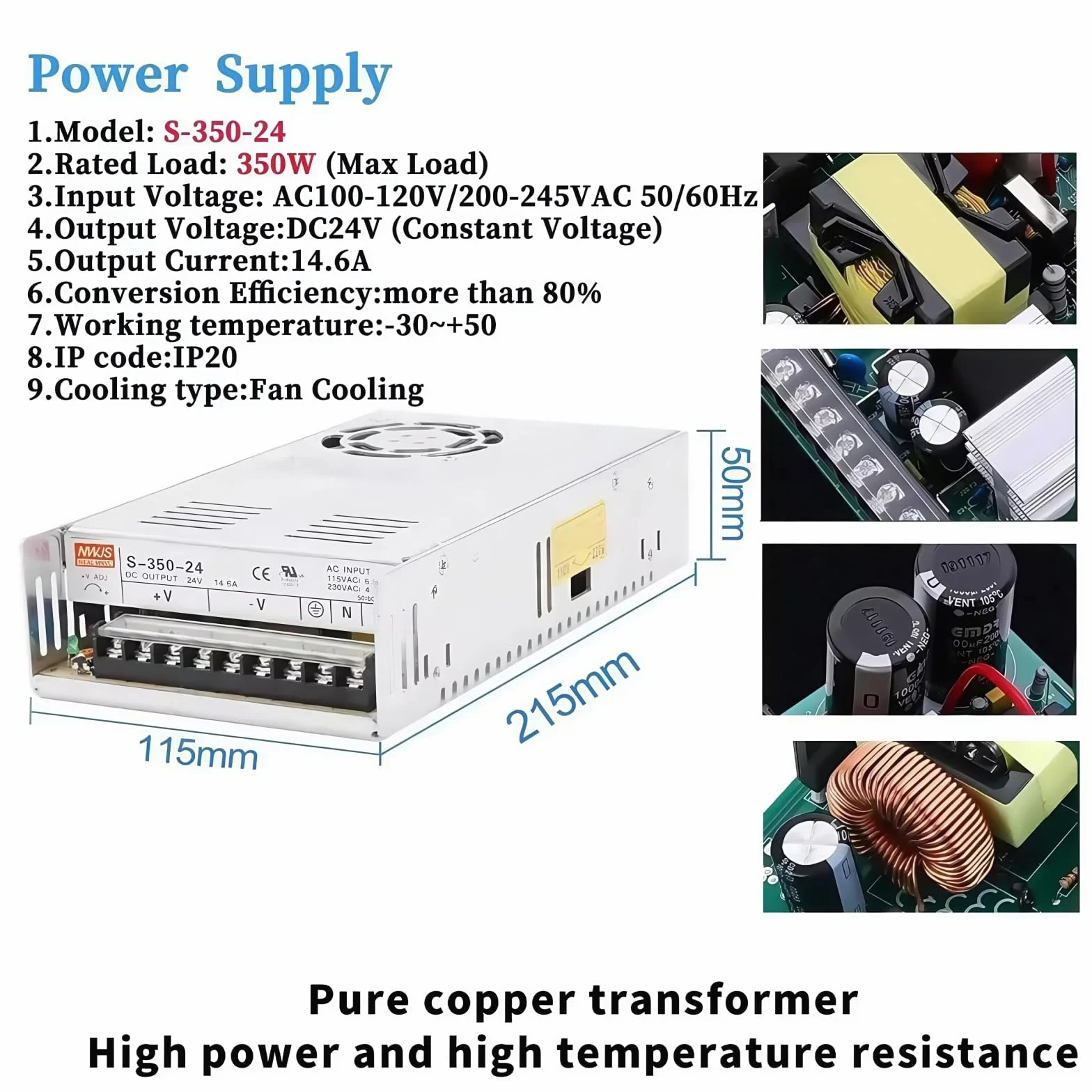 Motore passo-passo a 3 assi Nema 23 57 mm con circuito di controllo chiuso 1,2 Nm 3 A 1000 righe e 24 – 80 VDC Closed Loop Stepper Motore Driver 350 W Power Alimentatore CNC Kit per macchina per