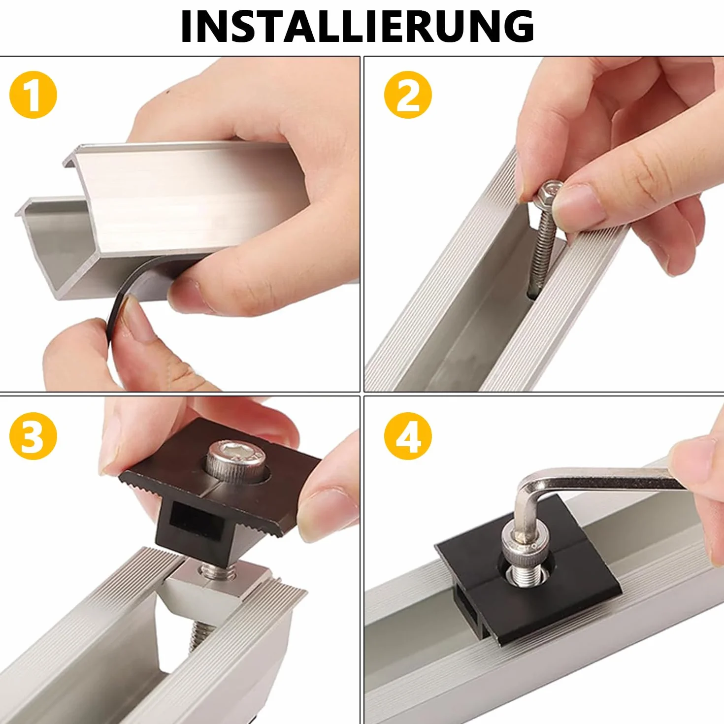 Kit di supporto per pannello solare, supporto per pannello solare, binario di fissaggio PV, supporto per tetto piatto fotovoltaico per moduli di spessore 30-35 mm, supporto PV per tetto piatto