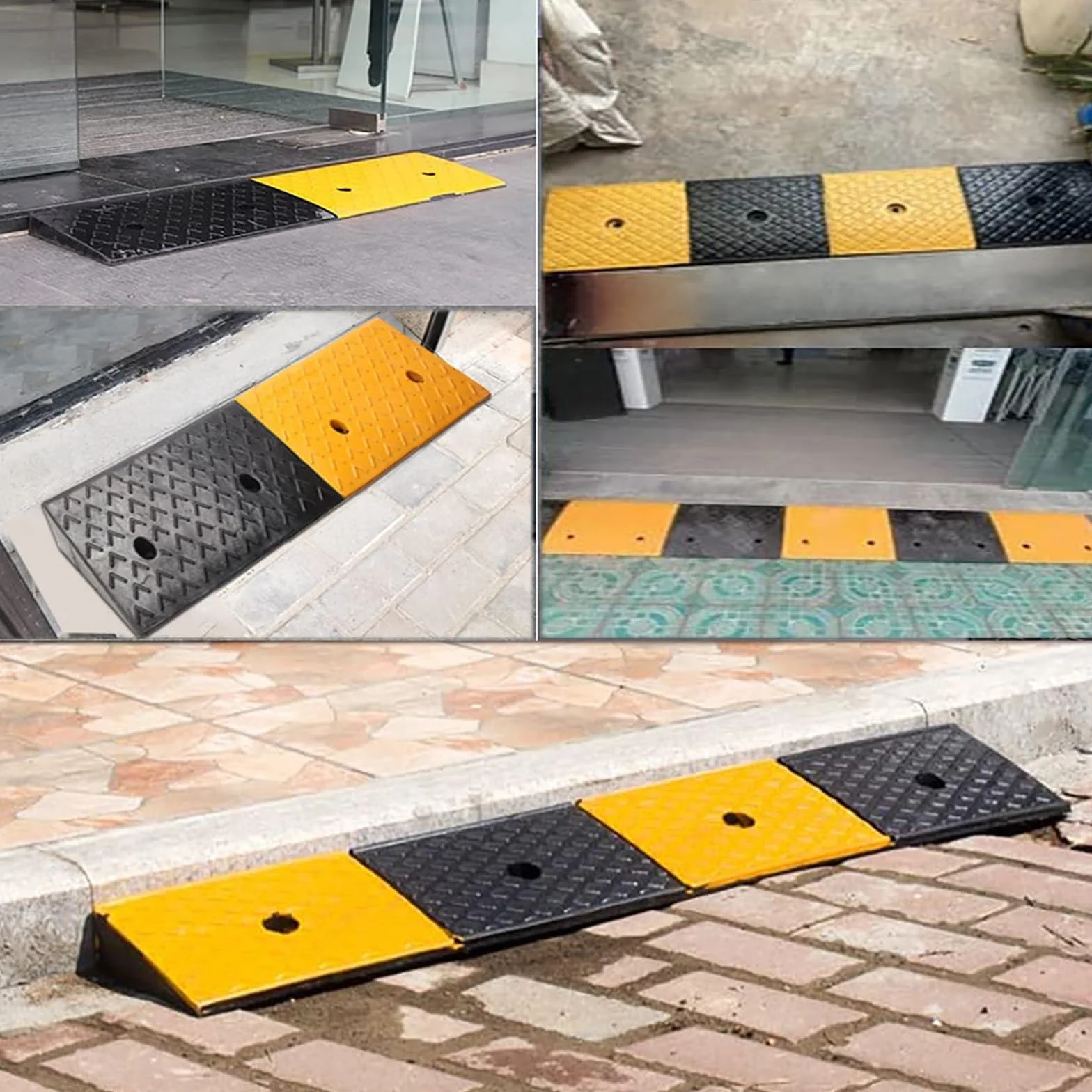 Correttore Di Marciapiede Rampe Di Marciapiede In Gomma, Rampe Portatili Per Soglia Della Porta, Rampa Per Sedia A Rotelle, 1,2-2" Rampa Del Ponte Sul Marciapiede Della Copertura (100x15x3cm)