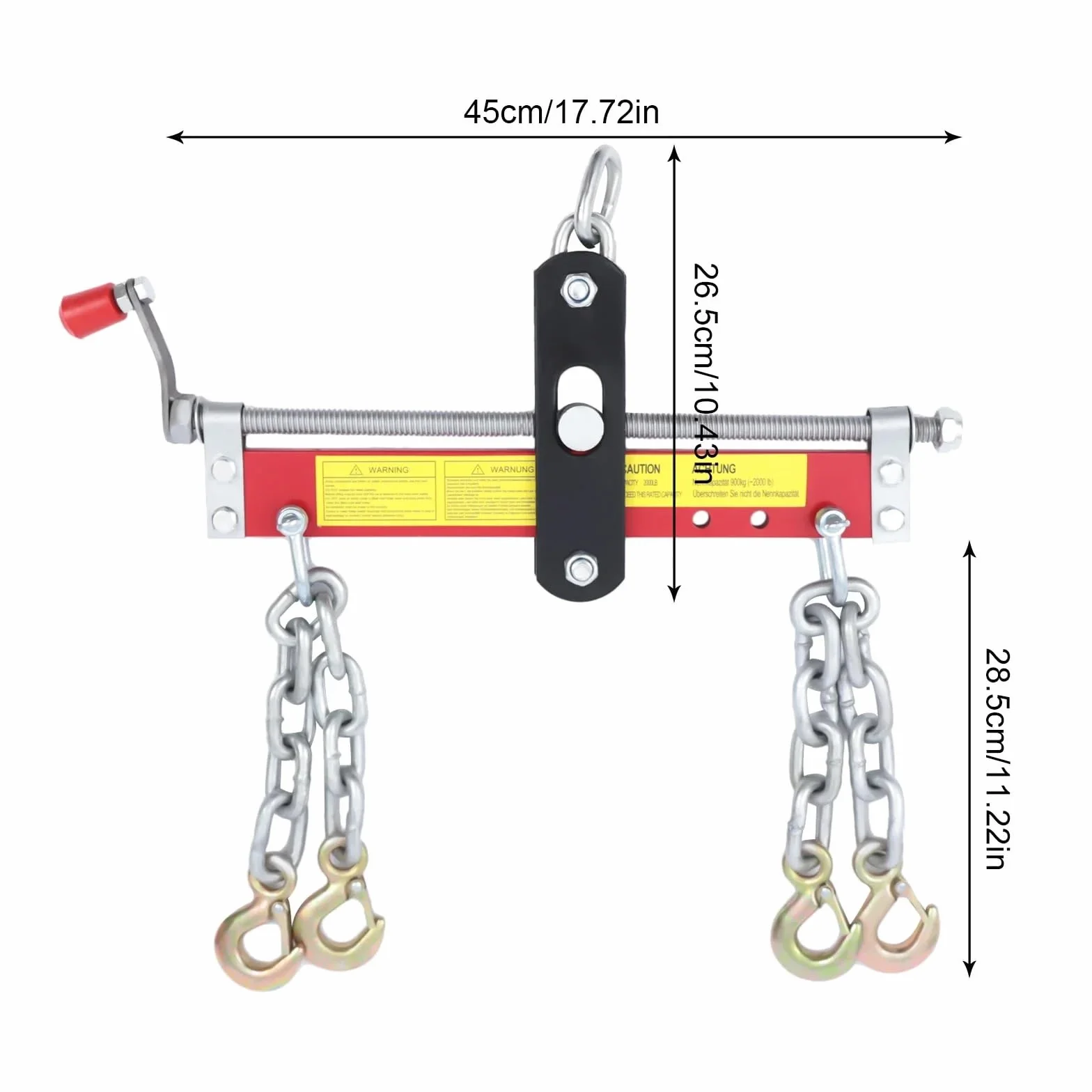 Paranco Elettrico da Puleggia Posizionatore per gru da officina, bilanciatore da 900 kg, motore, sollevamento con 4 catene, lunghezza catena 28,5 cm