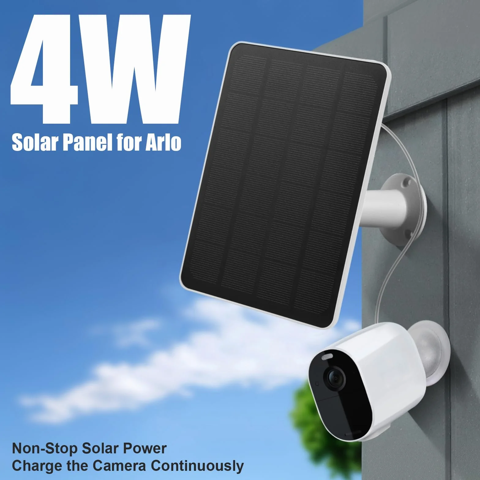 Caricatore per pannello solare compatibile con Arlo Essential Spotlight/XL Spotlight, caricatore per pannello solare Arlo Essential da 4 W/6 W, impermeabile con cavo micro USB da 3 m e