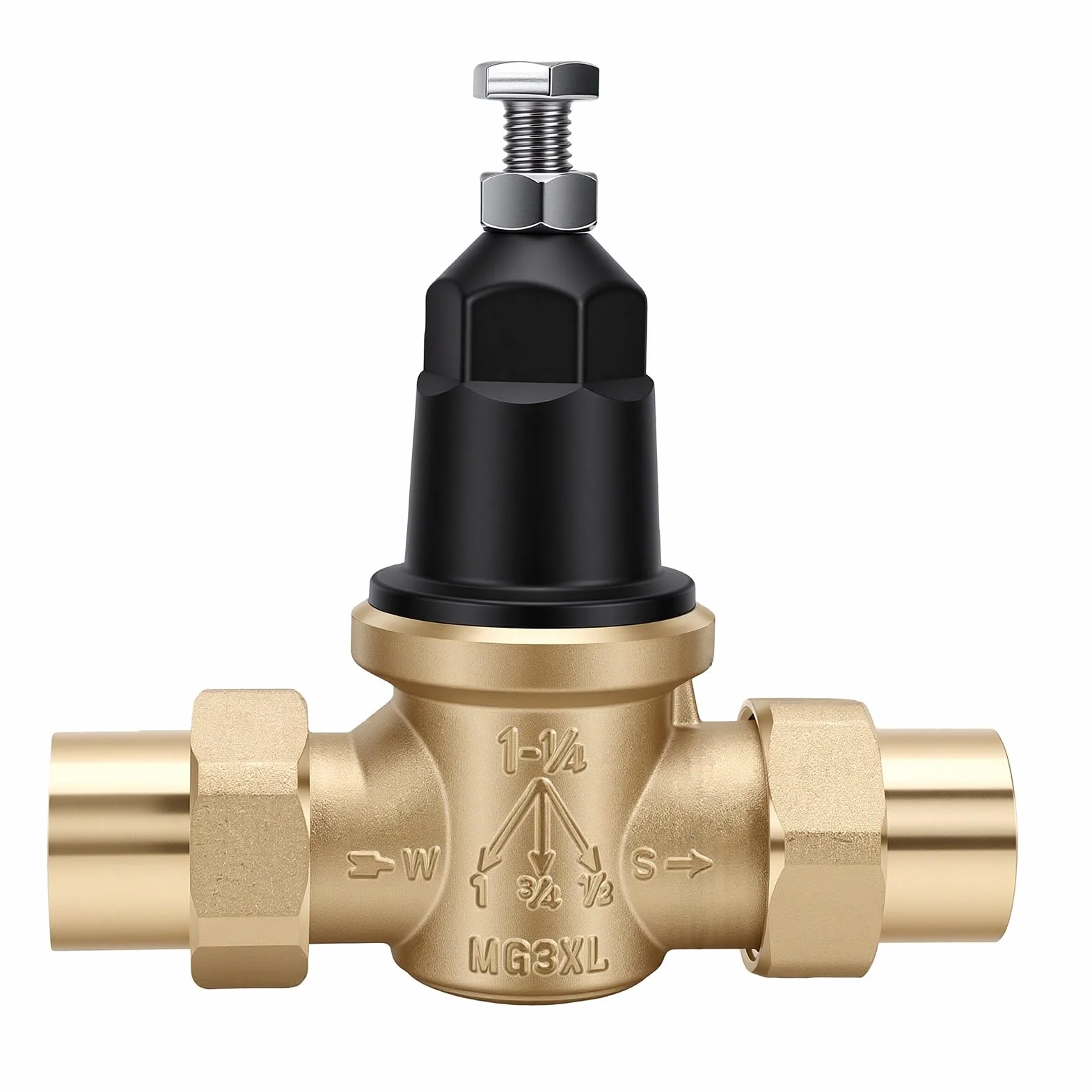 Valvola Riduttrice di Pressione Dell'acqua, Regolatore di Pressione in Ottone 1 Pollice con Doppia Filettatura FNPT, for Casa Irrigazione Caldaia Giardino