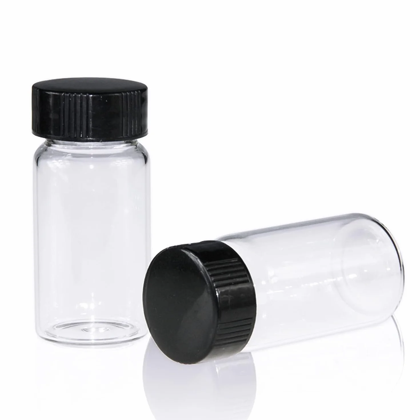 ALWSCI 100 Pezzi 20mL Fiale di Vetro Trasparente Campionamento 24-400 Tappo Nero PP PE Liner 27,5x57mm