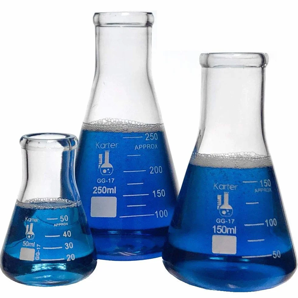 Karter Scientific - Set di flaconi Erlenmeyer in vetro, 3 misure, 50, 150 e 250 ml, 3 misure