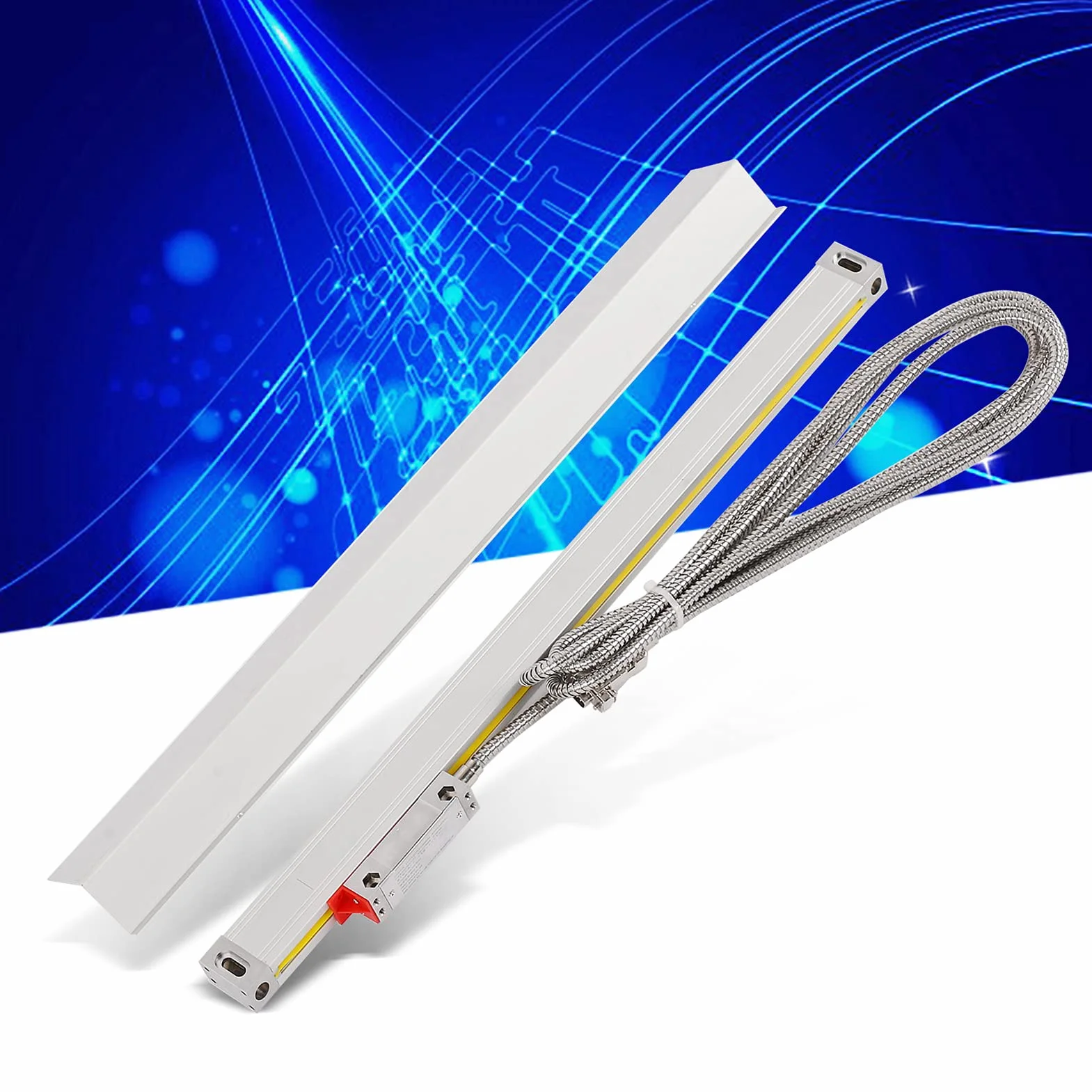 Encoder a Scala Lineare, Encoder a Righello Lineare Encoder a Scala Lineare Ottica Ad Alta Precisione Sensore Righello a Reticolo 5 μm per Tornio DC5V con Cavo (300)