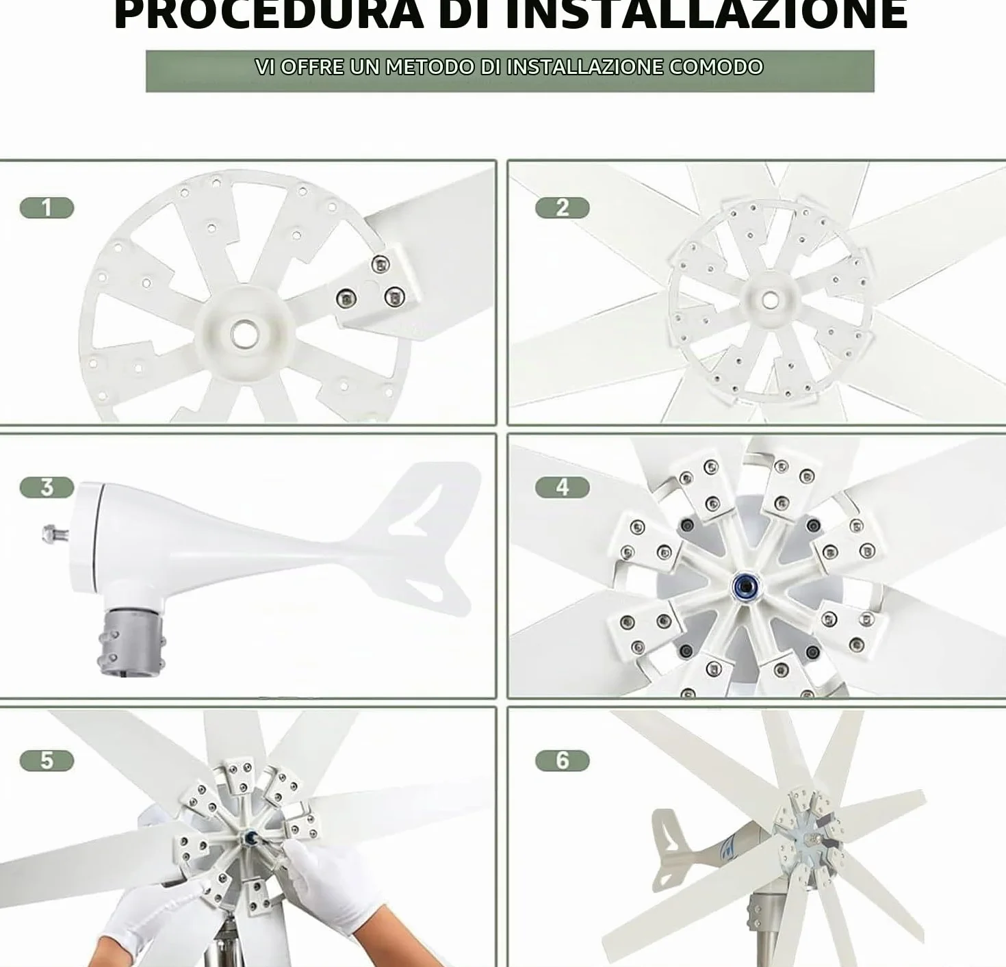 Kit di Generatore Eolico Generatore 20000W 12V 24V 48V 110V 220V 8 Pale generatore Eolico Orizzontale Mulino a Vento con regolatore di Carica MPPT e Inverter off-Grid(220V)