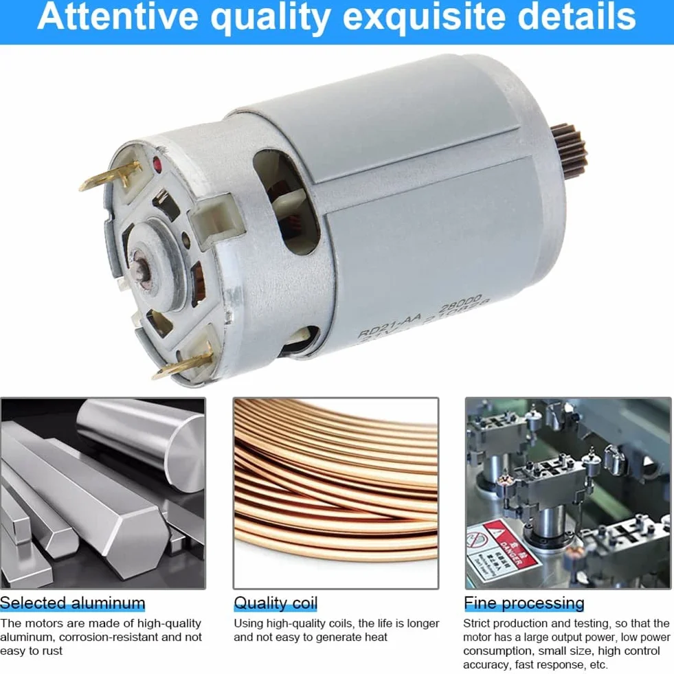 RS550 DC Motor 8.2mm 14 Denti 21V 29800 RPM per Elettrica Mano Ricaricabile