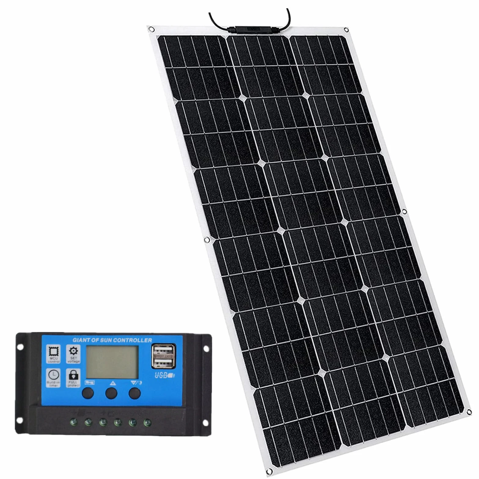 300 Watt 18 Volt Pannello Solare Monocristallino Estremamente Flessibile - Strato Etfe, Ultra Leggero, Ultra Sottile, per Camper, Roulotte, Camper, Barche, Tetti, Superfici Irregolari,Single