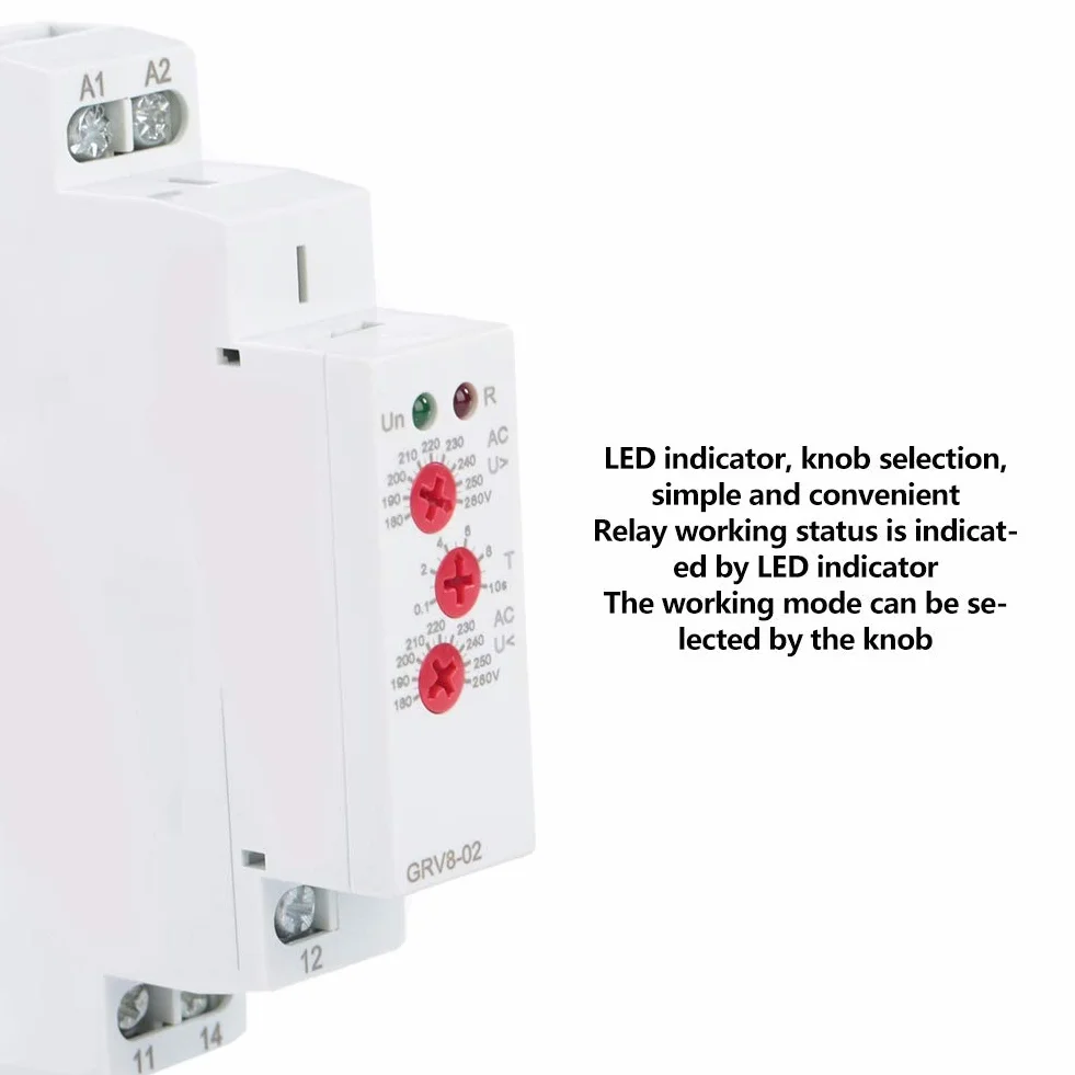 Relè di monitoraggio tensione, GRV8-02 Relè di controllo tensione monofase per apparecchiature elettriche o compressori, controllo(GRV8-02/AD240)