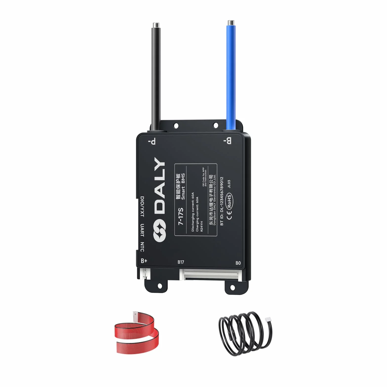 DALY BMS 60A 7S-17S 24V-60V - Monitoraggio Bluetooth integrato intelligente Protezione della batteria al litio LiFePO4 Li-ion LTO per e-bike e scooter