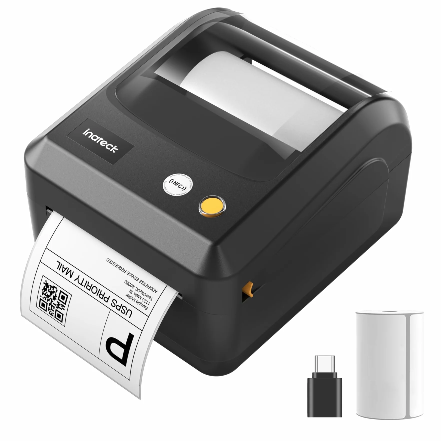 Inateck Stampante per Etichette Bluetooth, Stampante Termica DHL, 4 x 6, Etichettatrice per Codice a Barre, Amazon, Etsy, Shopify, DHL, FedEx, UPS ecc., con etichette, PR50, nero
