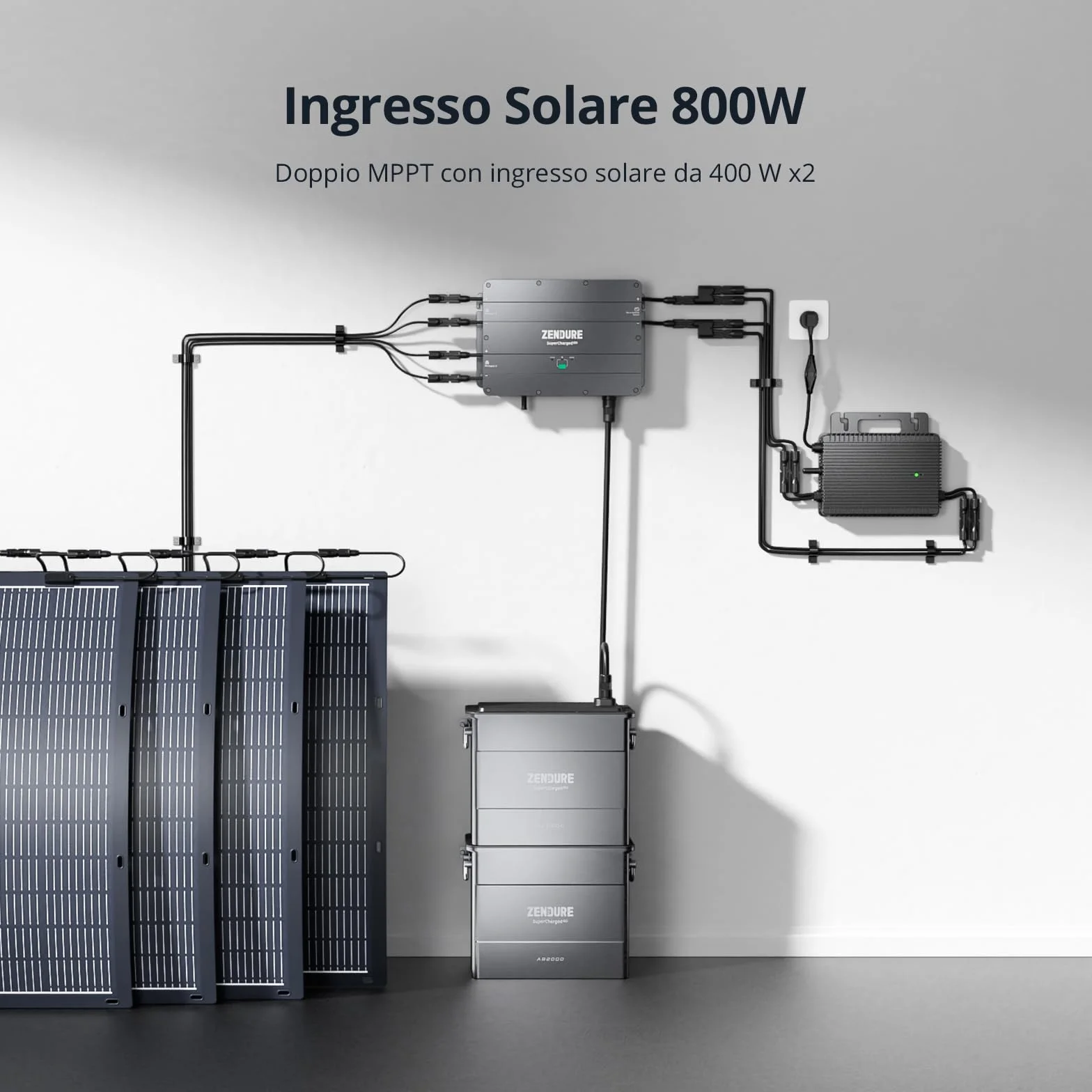 Zendure SolarFlow AB2000 Impianto fotovoltaico da balcone 1920Wh LiFePo4 IP65 800W 1200W