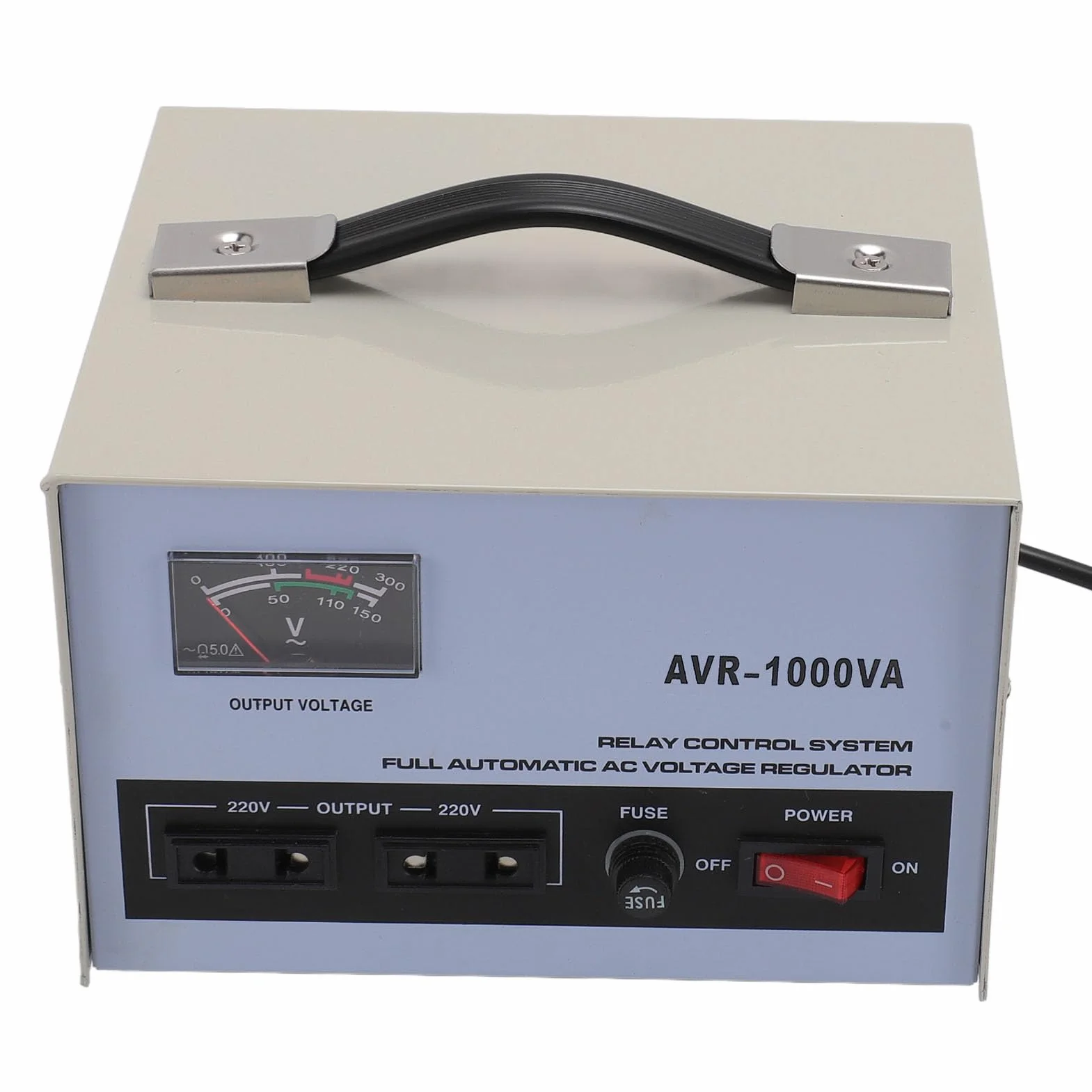 Stabilizzatore di Tensione Automatico con 2 SAFE WIRE Regolatore di Tensione CA Variabile 1000 W Ingresso 160‑250 V Trasformatore Variabile di Uscita 220 V 3 Prese (Spina europea)