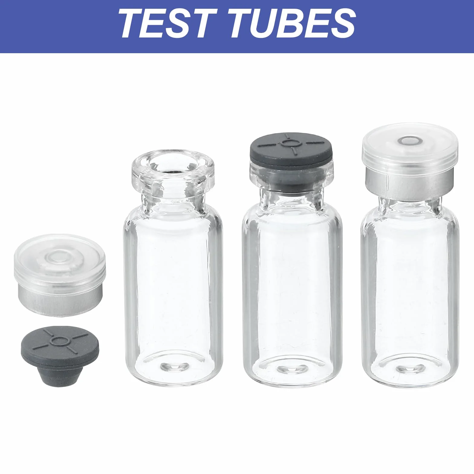 PATIKIL 3ml Fiale Vuote Borosilicato Vetro Laboratorio con Tappo Gomma e Pinze 8 Pacco
