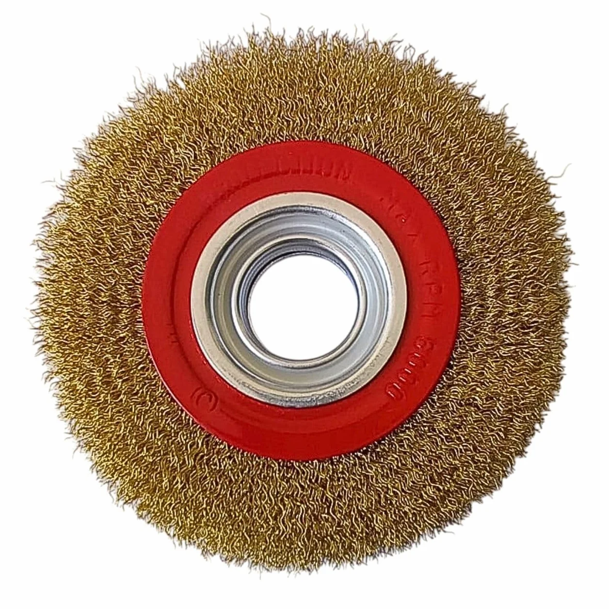 Spazzola Circolare per Mola da Banco Ø 150mm Setole Acciaio Ottonato con Adattatori Albero - Ideale per Pulizia, Sbavatura, Lucidatura Leggera e Rimozione Ruggine da Metallo, Legno e Altri Materiali