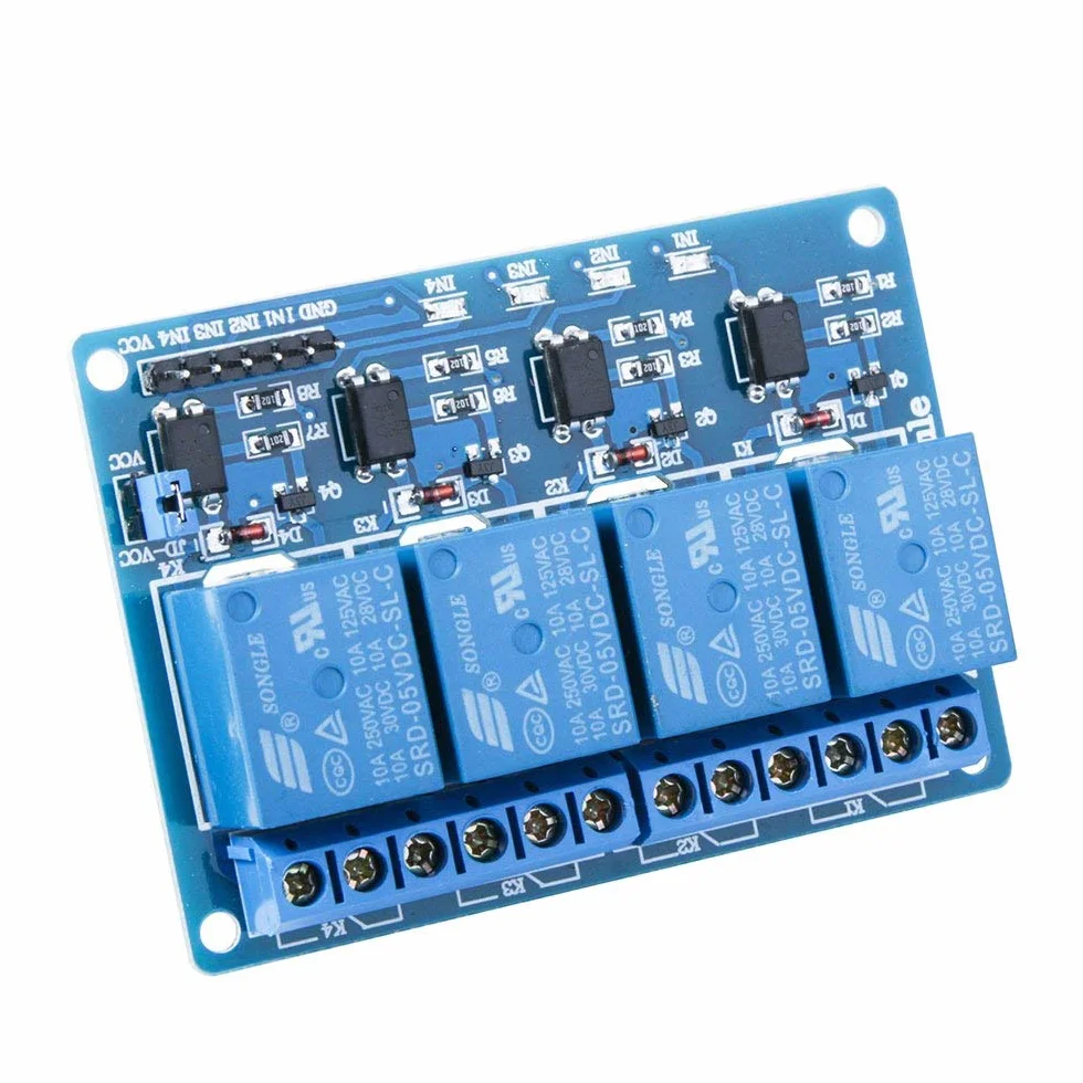 ELEGOO 4 Channel DC 5V Relè Modulo Relay con Accoppiatore Ottico 1280 DSP Arm PIC AVR per Arduino Raspberry Pi