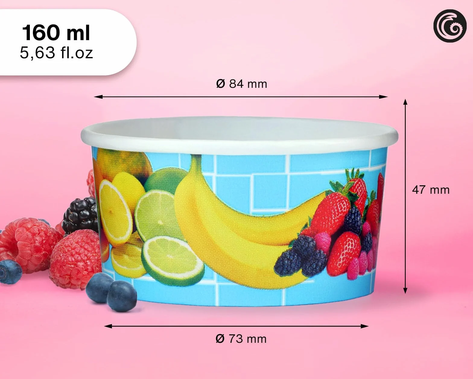 Coppe gelato di carta 160 ml, coppe frutta 200 pezzi