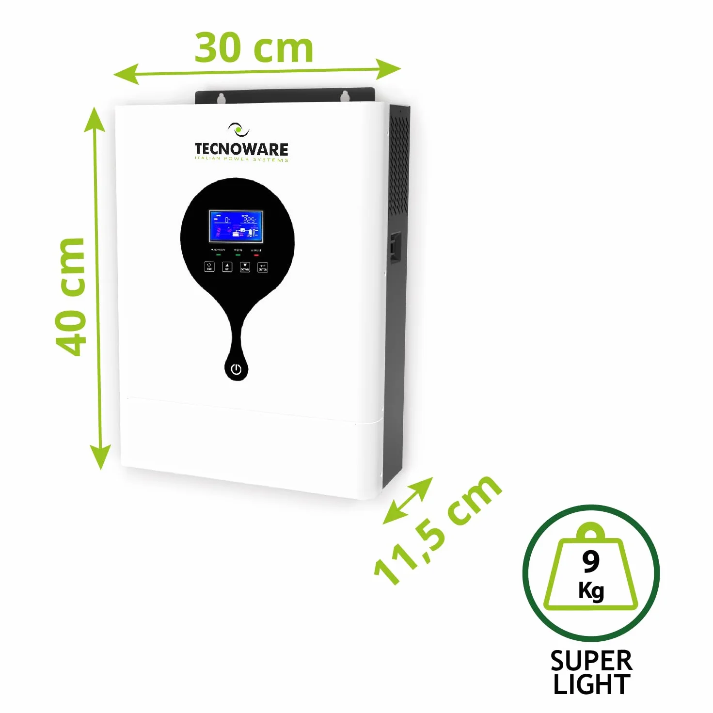 Tecnoware Power Systems - Inverter Ibrido Solare 5500VA, Onda Sinusoidale Pura, MPPT Controller, Caricabatterie Intelligente, Software di Gestione, Alimentazione Continua, Bianco, 5500VA