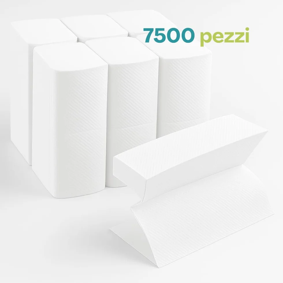 Asciugamani monouso di carta piegati a z 20,5 x 24 cm microgoffrato pura cellulosa 7500