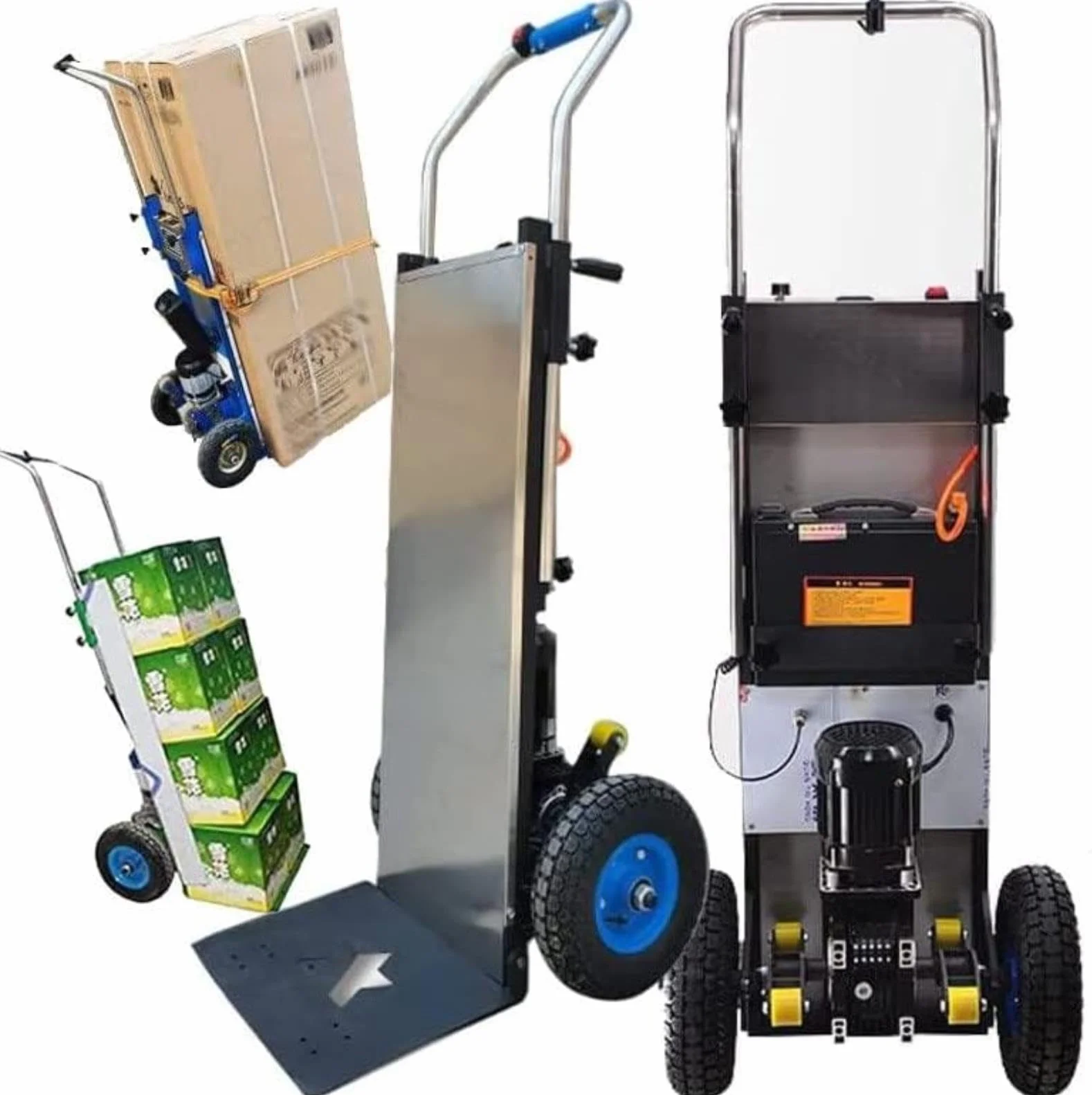 Carrello Saliscale Elettrico con Batteria Rimovibile, Capacità di Carico 400 kg, Motori Brushless per Sacchi e Oggetti Pesanti su e Giù Scale