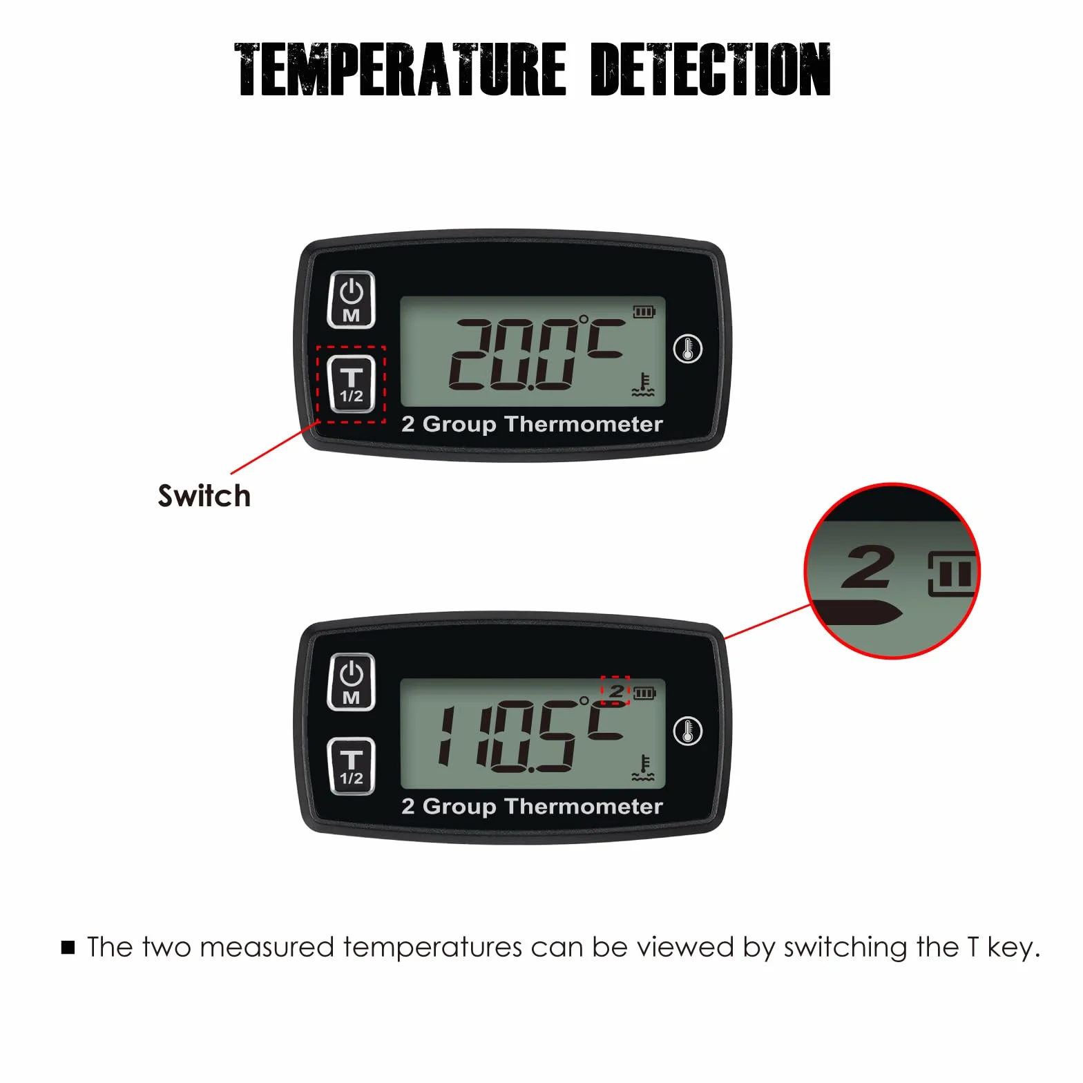 Il misuratore di temperatura digitale del motore con display LCD Taikemeti è stato progettato per misurare le temperature del motore come navi, tosaerba, motoseghe, ecc.