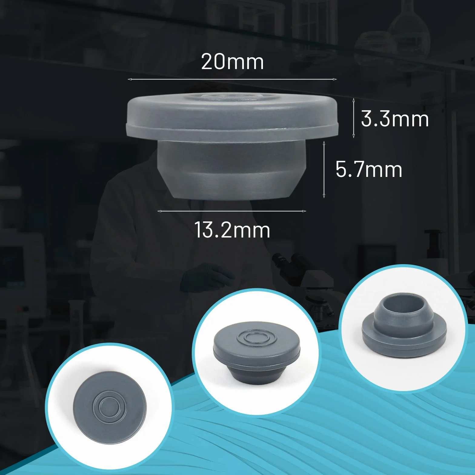 Tappi in gomma per fiale 20 mm 100 unità autocicatrizzanti sterilizzabili vapore riutilizzabili