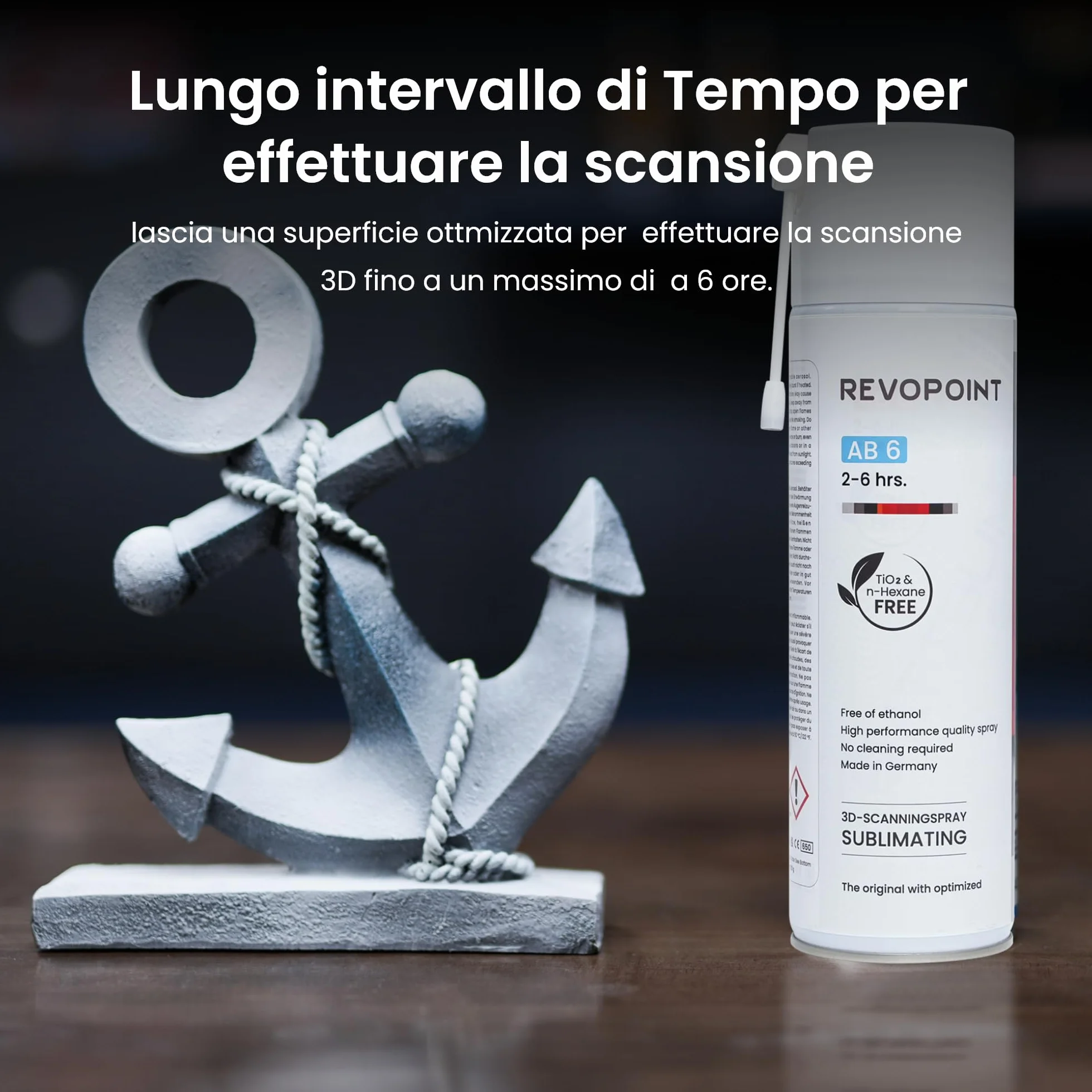 Revopoint Spray di Scansione 3D per Scanner 3D, per Superfici Riflettenti, Trasparenti, Nere o Altamente Strutturate, Senza Bisogno di Pulizia, Sublimazione, 500 ml, AB-6