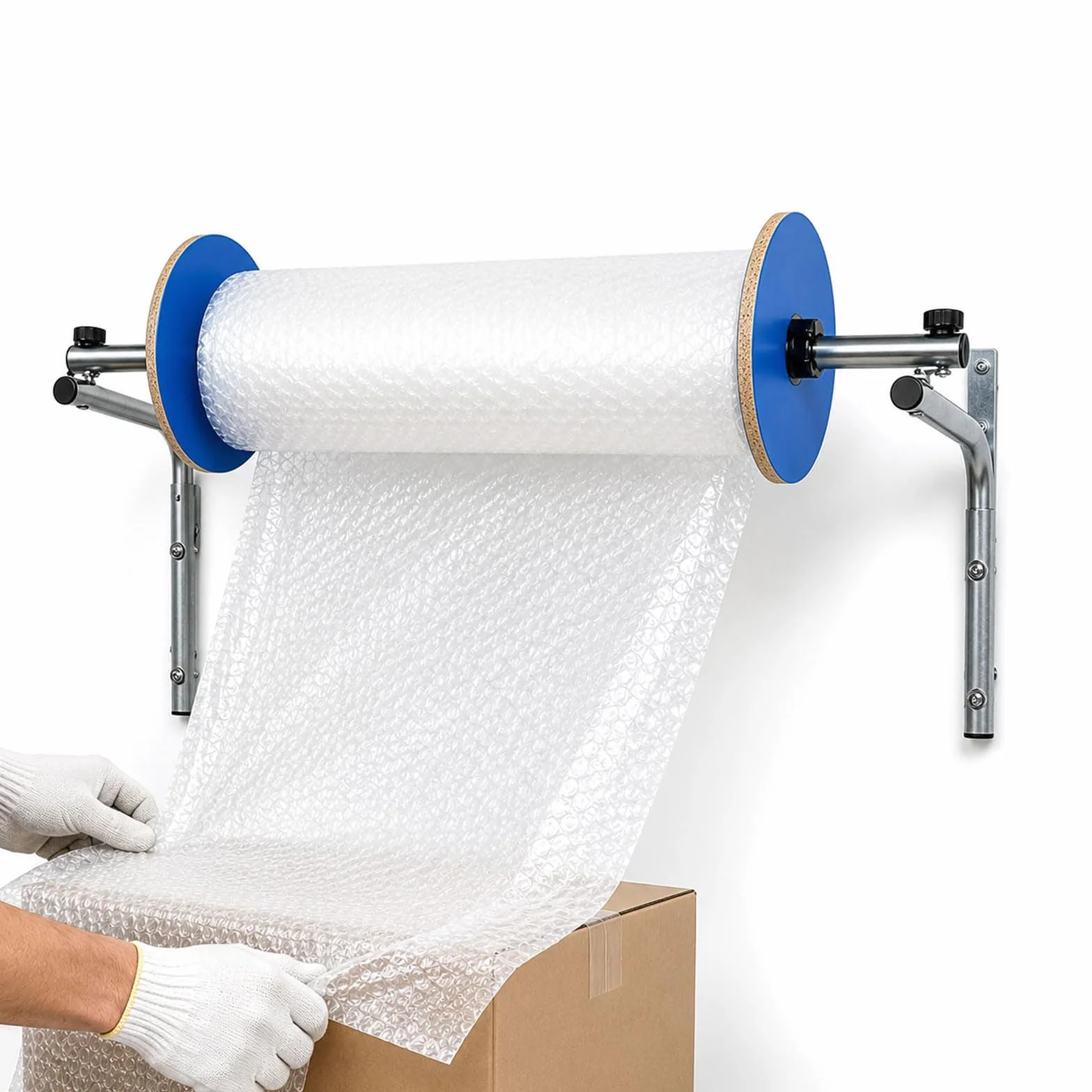 Dispenser per Rotolo di Pluriball, Supporto A Parete da 40 Cm, Adatto A Rotoli di Larghezza Massima 40 Cm, in Acciaio Zincato Rinforzato, Ideale per Imballaggio, Trasloco E Spedizione