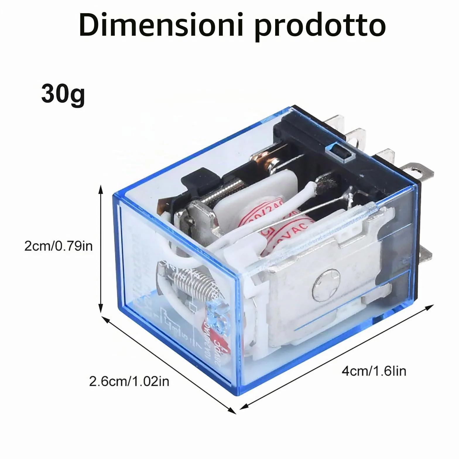 Aideepen 4 pezzi LY2NJ Relè+Basi, AC 220 V Bobina 8 pin 10A 240 V Relè di potenza DPDT Lampada LED