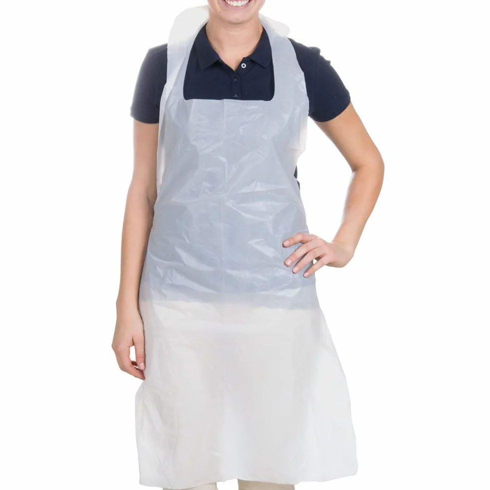Haifly - Grembiuli usa e getta, in plastica, 10 pezzi, colore: Bianco