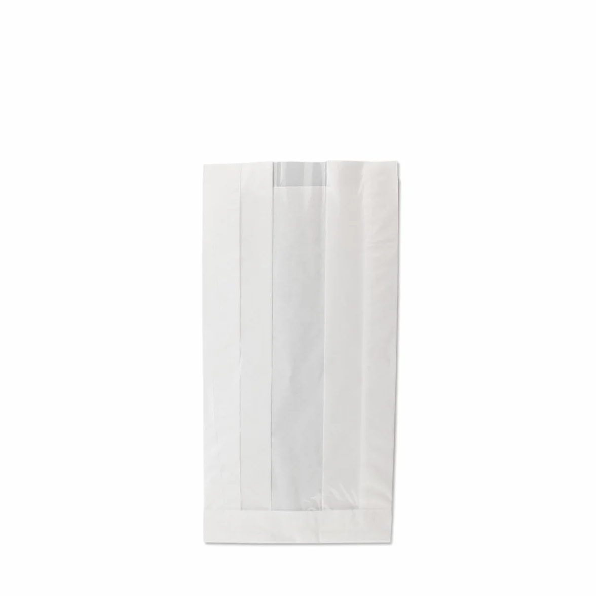 1000 sacchetti per pane in carta bianca con strisce trasparenti e piega laterale XL, 16 + 12 x 30 cm