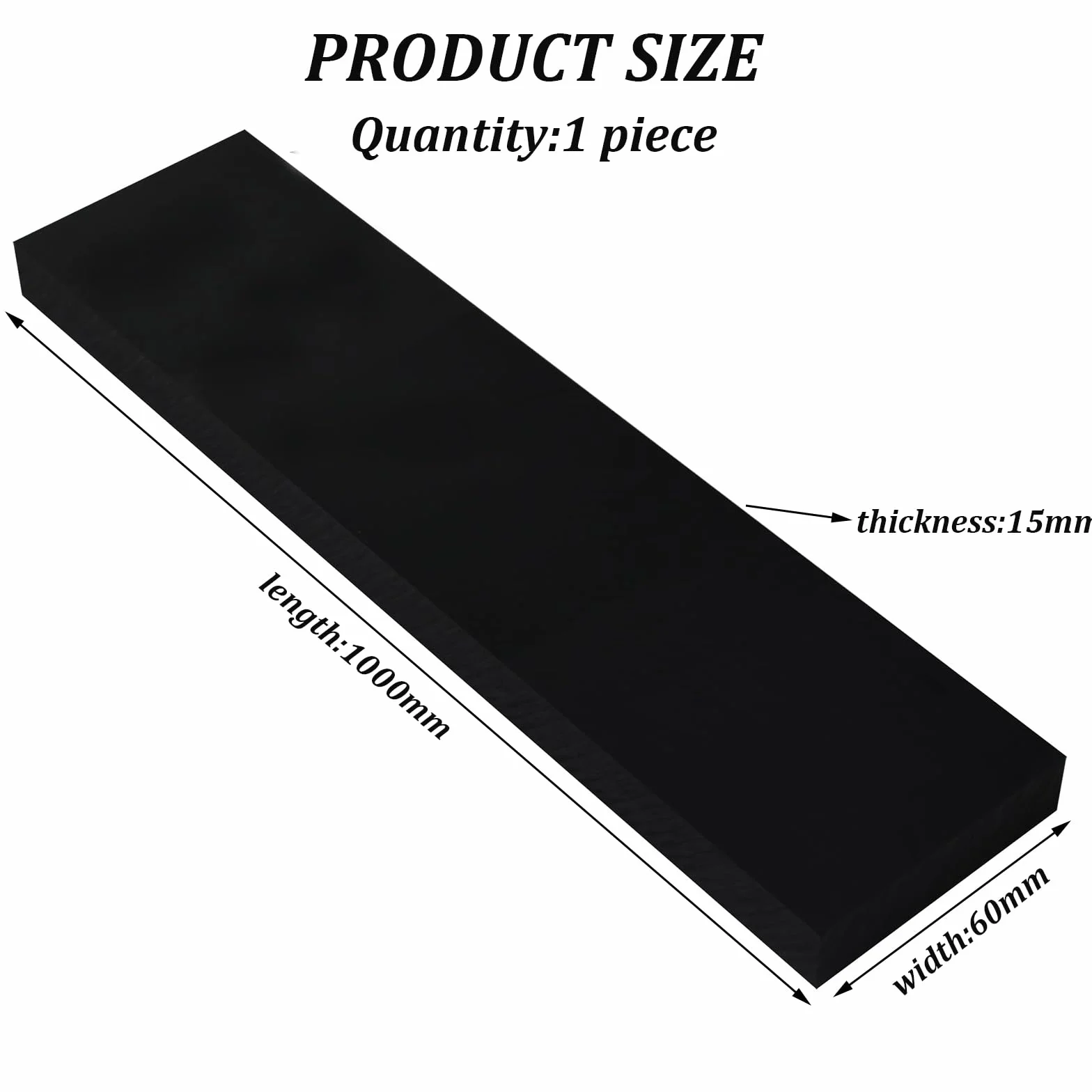 Striscia Piatta in Nylon Nero 60mm x 15mm x 1m per Uso Industriale