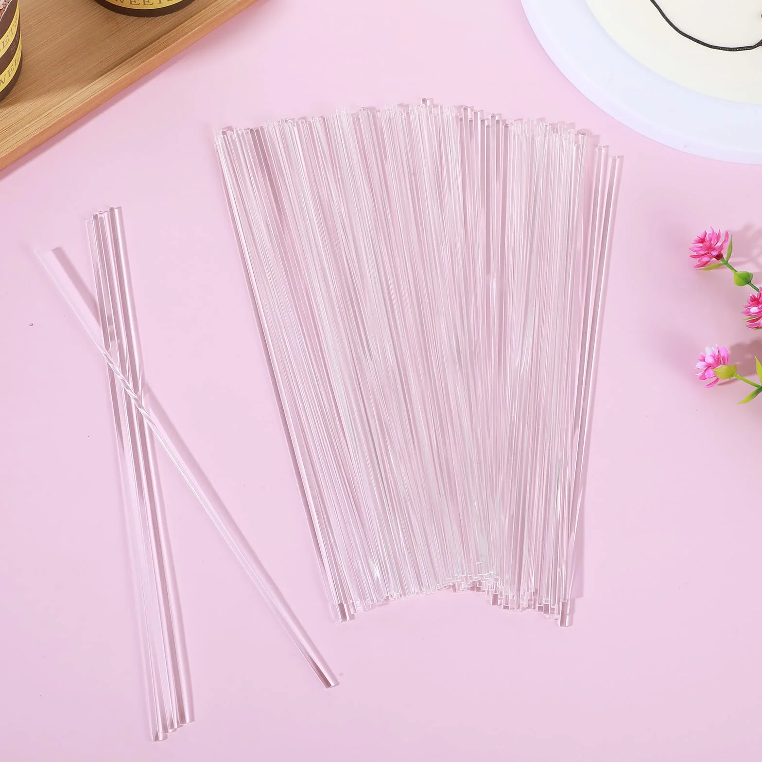Bastoncini Piatti Trasparenti per Cupcake 20 cm Acrilico Decorazioni Feste