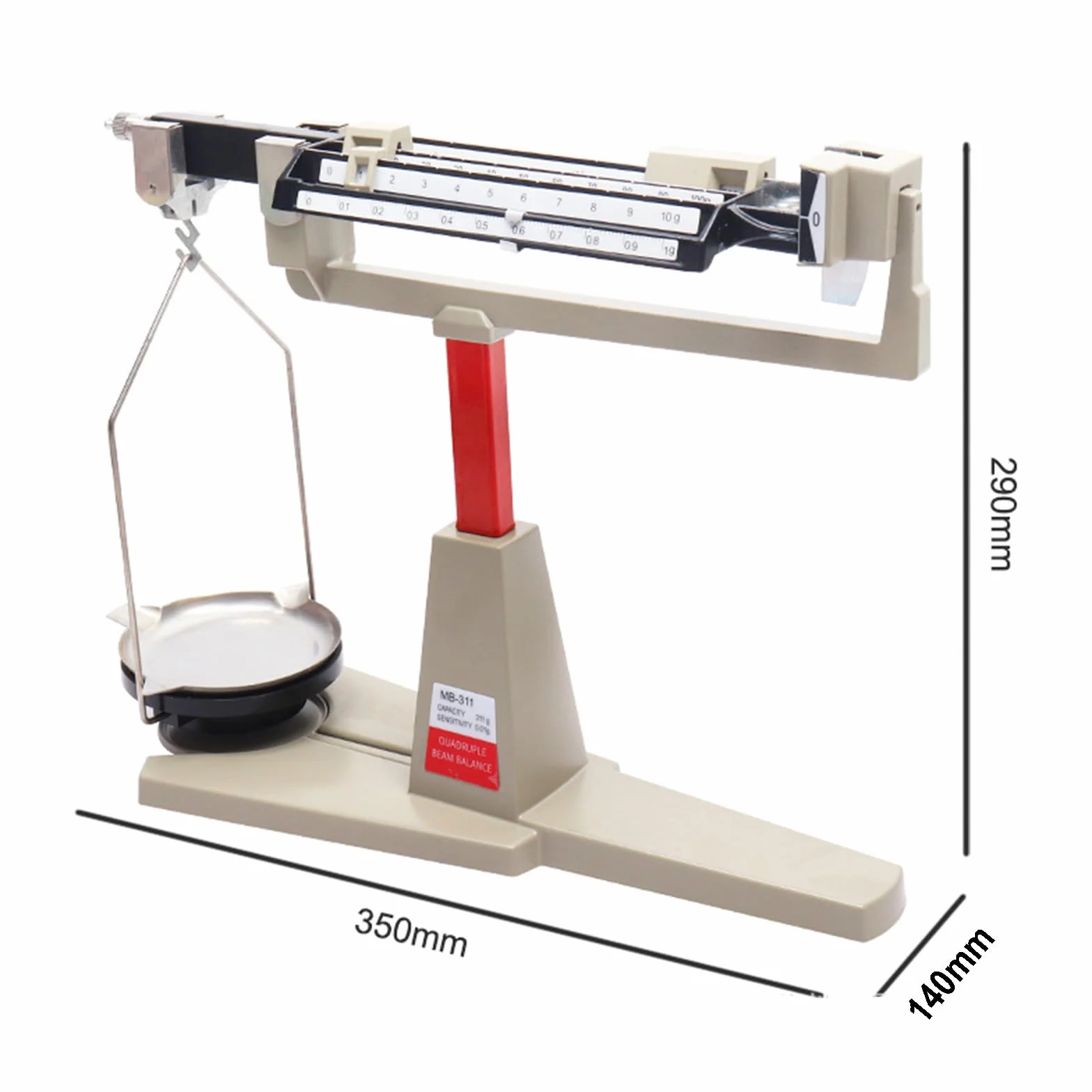Bilancia Meccanica a 4 righelli, da Laboratorio Magnetica, precisione 0,01 g-311 g, Lettura Rapida, per l'insegnamento Scolastico