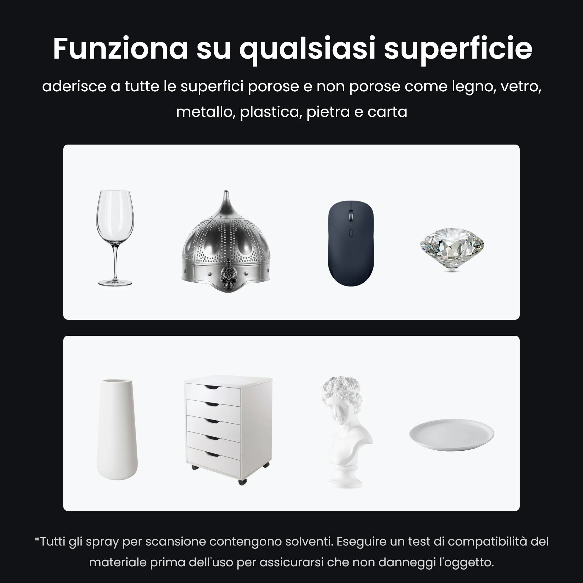 Revopoint Spray di Scansione 3D per Scanner 3D, per Superfici Riflettenti, Trasparenti, Nere o Altamente Strutturate, Senza Bisogno di Pulizia, Sublimazione, 500 ml, AB-6