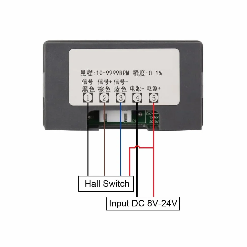 DC 8-24V 4 Digital LED Contagiri RPM Speed Meter con sensore interruttore di prossimità Hall NPN 10-9999RPM