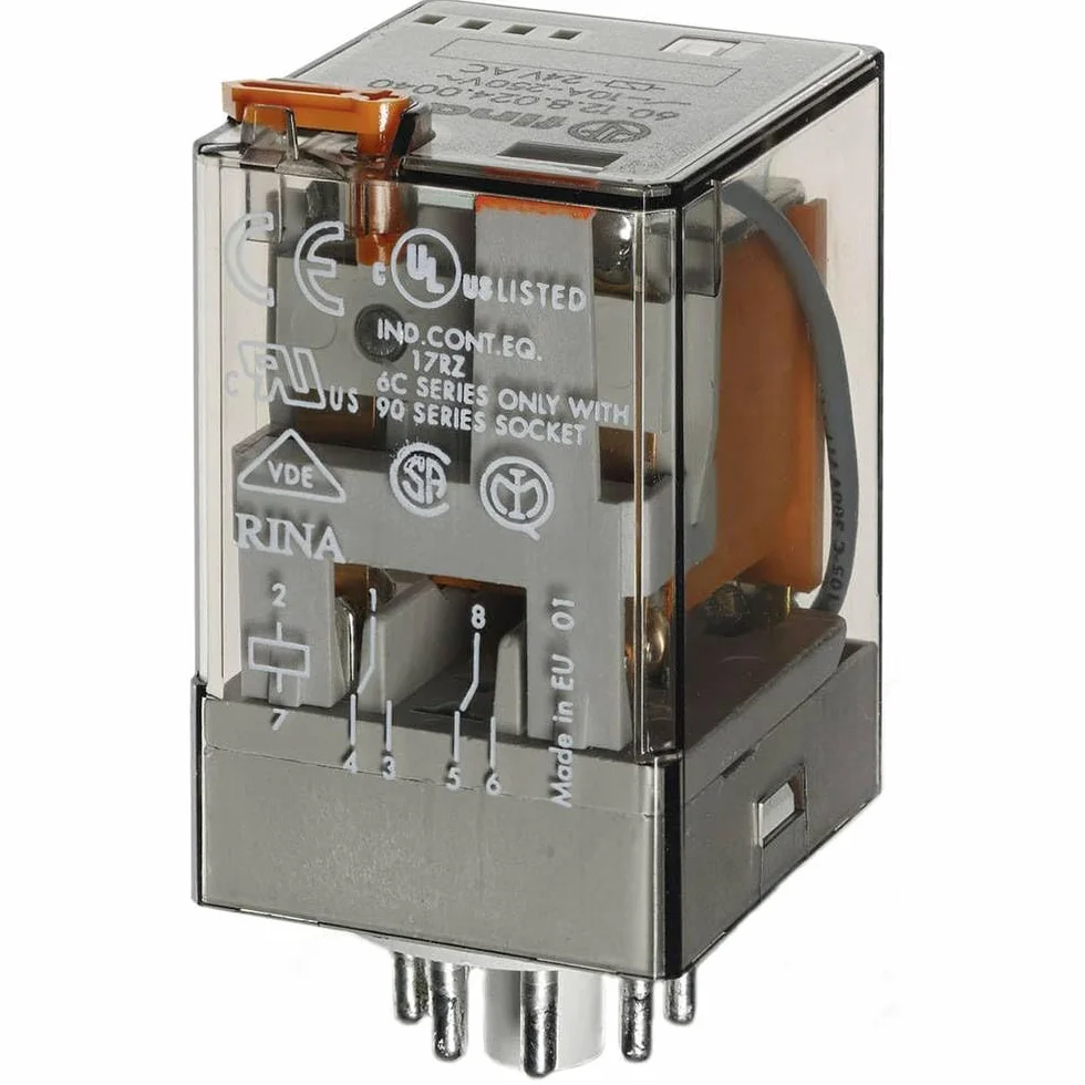 Finder serie 60 - Rele industriale ottale 24vac 2 contatti pulsante +indicatore