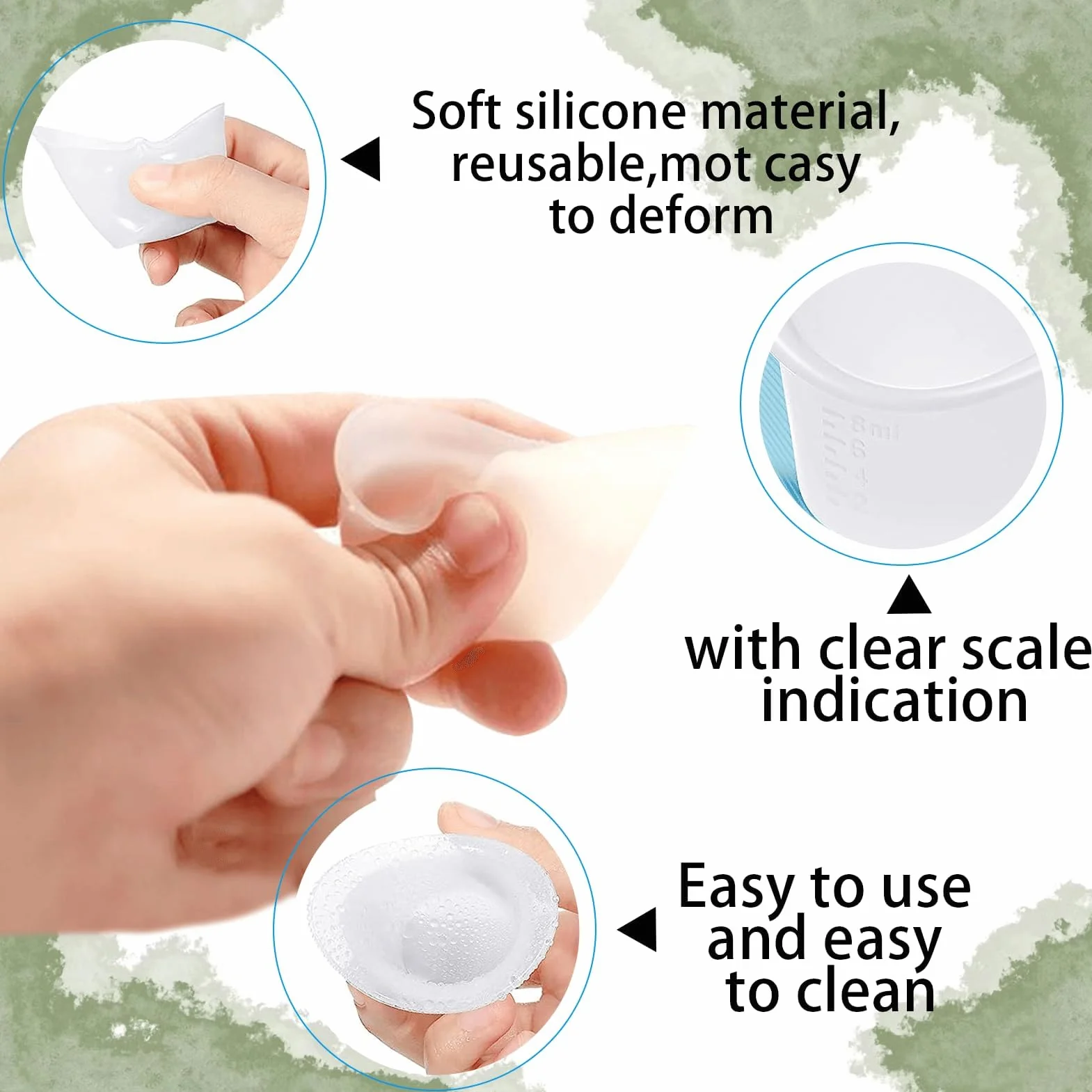 Occhio di Pulizia Tazze,4 PCS Silicone Eye Lavare Tazza Tazze per Lavaggio Degli Occhi Lavaggio Occhi Riutilizzabile Tazza per Una Pulizia Efficace Degli Occhi 8 ML