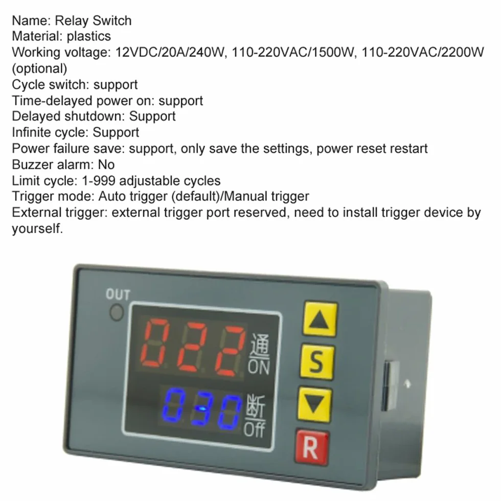 Irfora T3231 programmabile timer ritardo digitale interruttore relè 1 via uscita attiva trigger manuale automatico