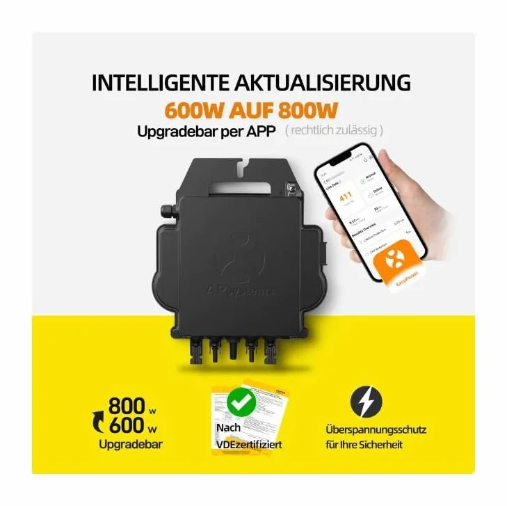 Estock1speed KIT PANNELLO SOLARE DA BALCONE FOTOVOLTAICO Plug&Play 820W 2x410W Inverter AP EZ1-M Cavo CA 10m