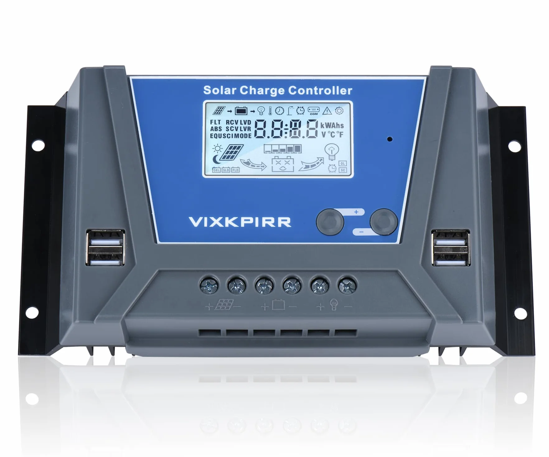 30A Regolatore di Carica Solare 12V 24V 36V 48V con Bluetooth, PWM 30A Regolatore di Carica Pannello Solare con Sensore Temperatura LCD Display Retroilluminato 4 porte USB, per Piombo e Litio Batterie