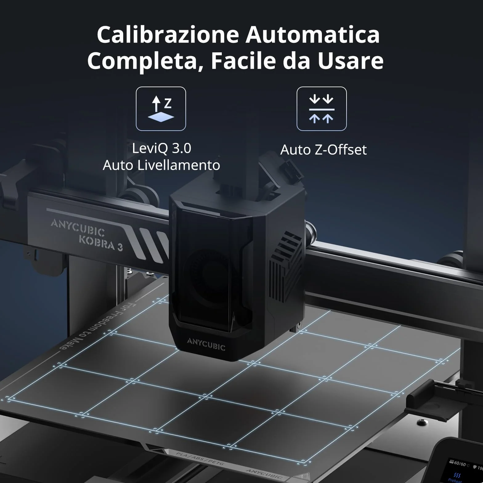 ANYCUBIC Kobra 3 Stampante 3D Intelligente per la Stampa Multicolore (da 4 a 8 Colori), Stampante 3D FDM ad Alta Velocità di 600 mm/s,Grande Volume di Stampa 250 * 250 * 260mm