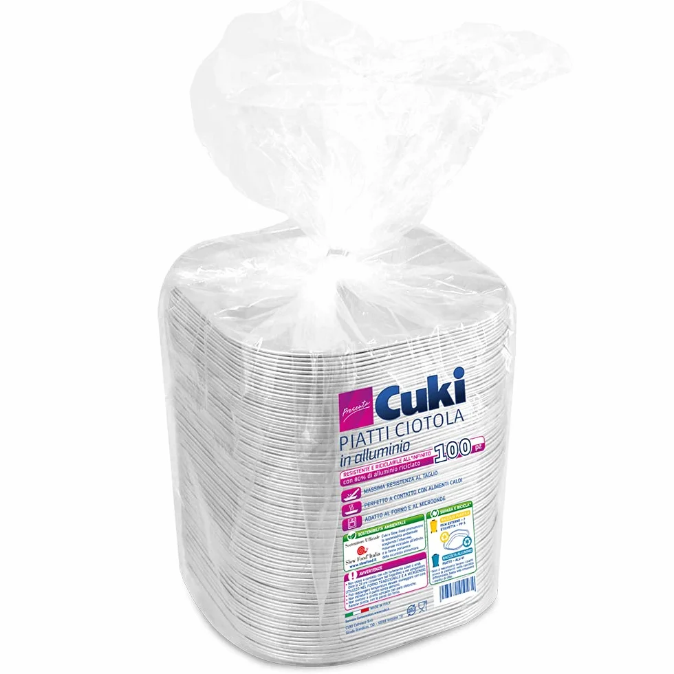 Cuki Piatti Ciotola in alluminio resistente riciclabile cm 18x18 100 pezzi