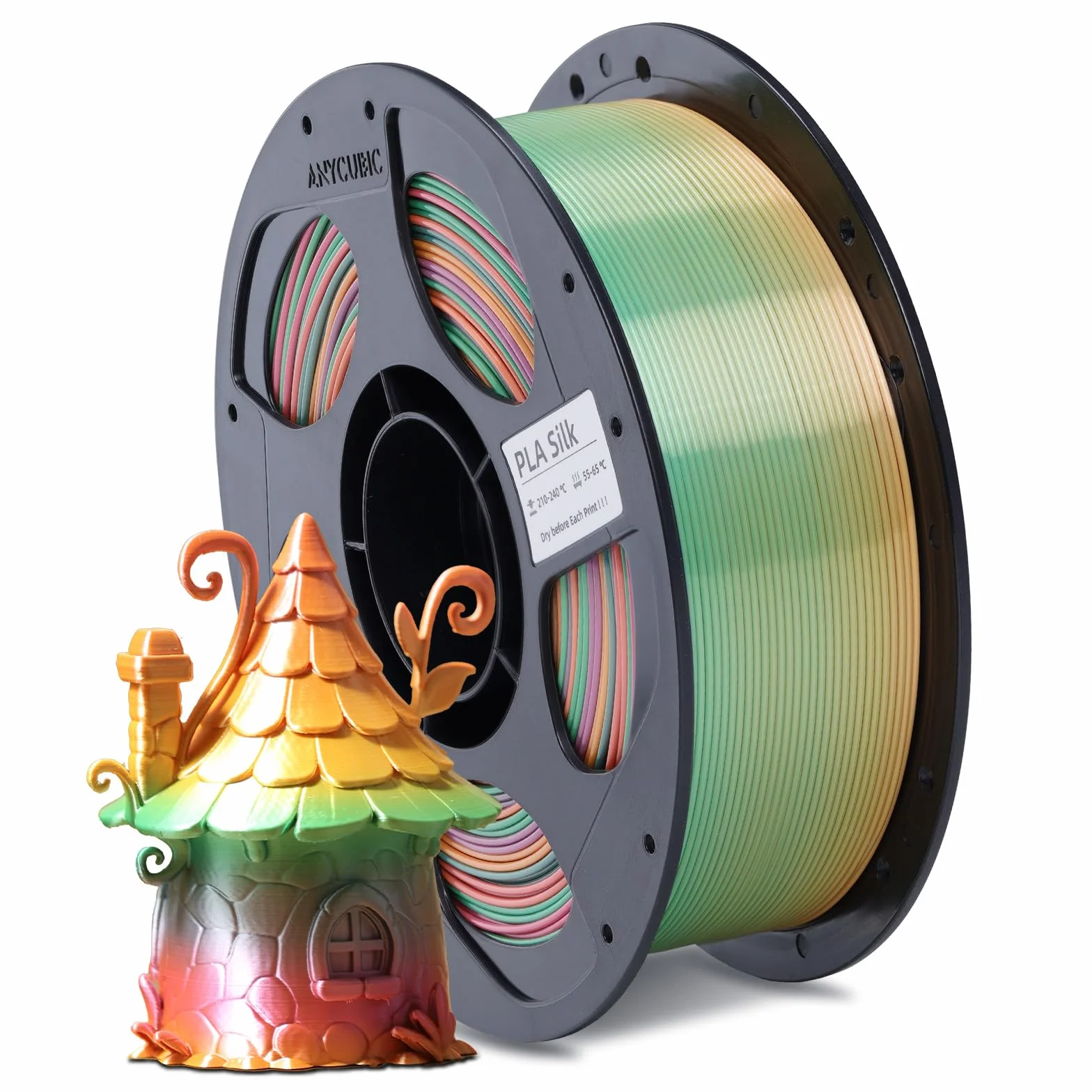 ANYCUBIC PLA Silk Filamento 1,75 mm Bicolore Arcobaleno-16m Stampante 3D