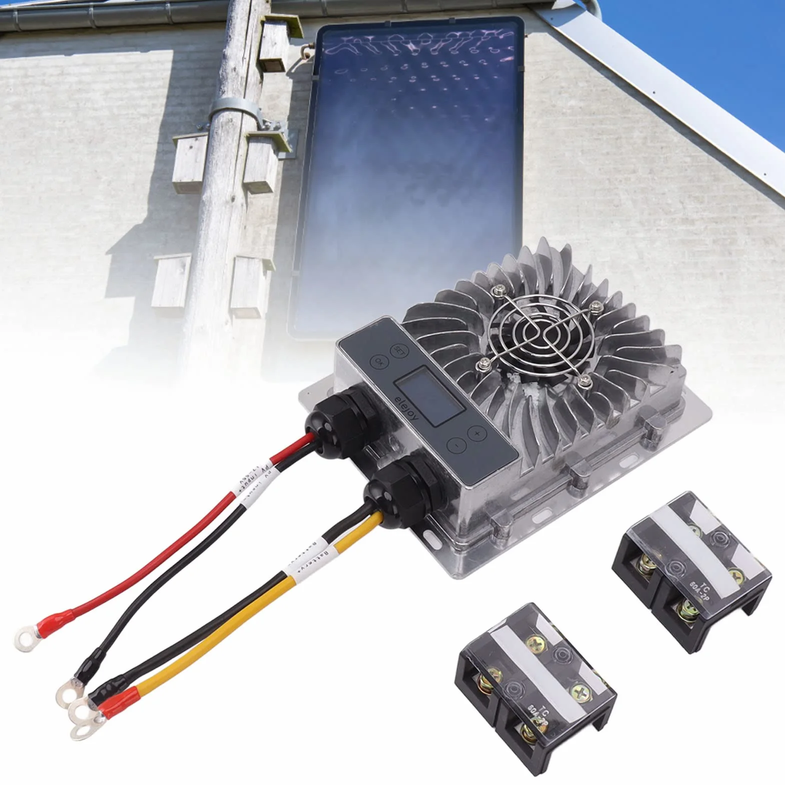 Hyuduo Regolatore di Carica Solare, Regolatore del Pannello Solare MPPT da 600 W Ingresso Regolabile da 10 a 30 V con Display LCD, Protezione da Sovracorrente per la Ricarica della Batteria Fuori
