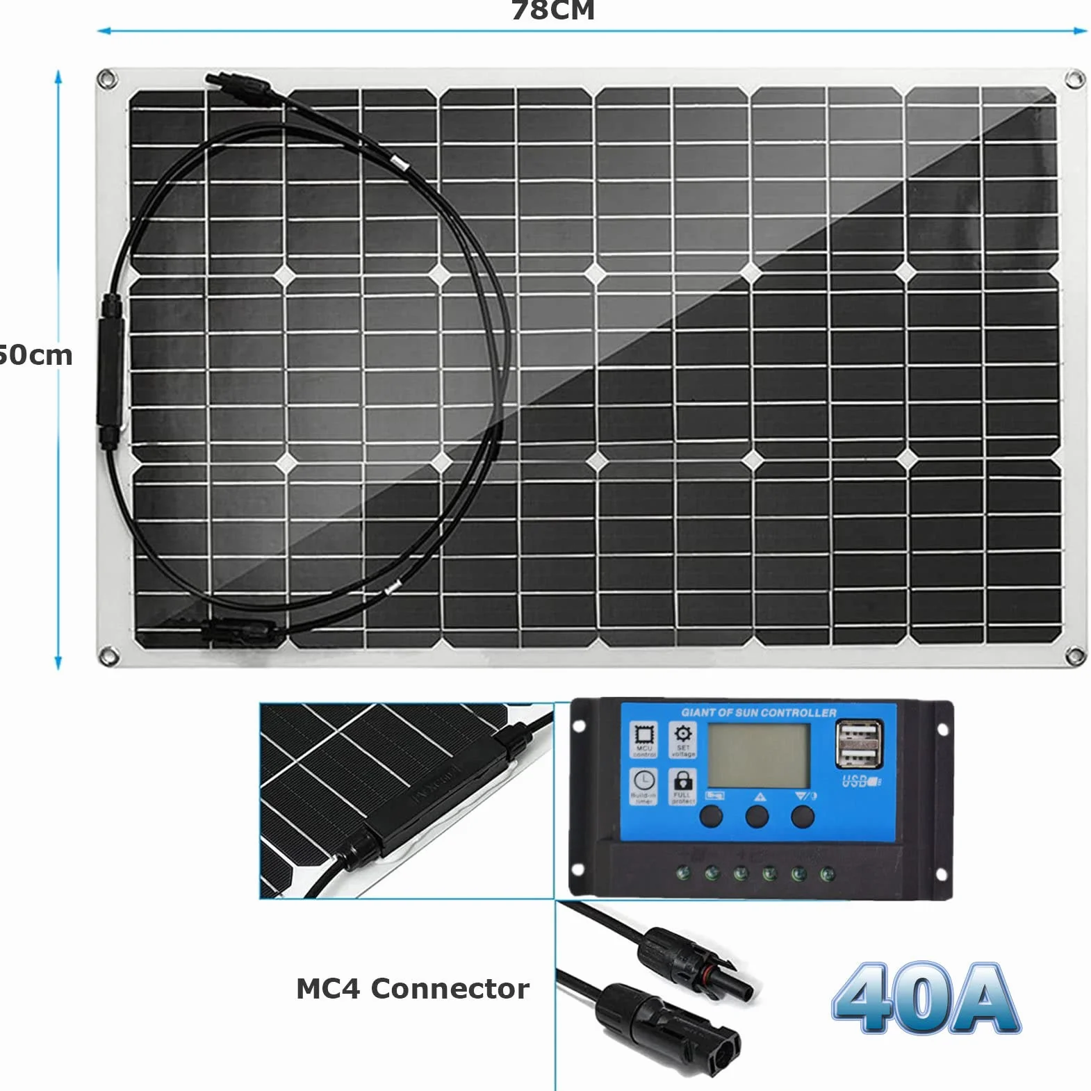 Pannelli Solari Flessibili 18V 400/800 Watt Pannello Solare Monocristallino, Modulo Solare Ad Alta Efficienza Carica Fotovoltaica per Batteria Camper Barca Caravan e Altri Sistemi Fuori Griglia,800W