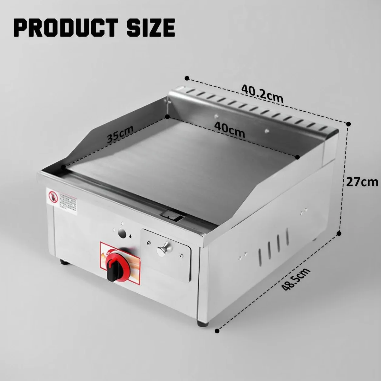 Professionale Piastra a Gas Portatile Ferro Acciaio Inox Piastra Antiaderente 40 x 35 cm Protezione Antischizzi Cassetto Scarico per Grasso Adatto per Ristoranti Bar Camping (40 X 35cm)