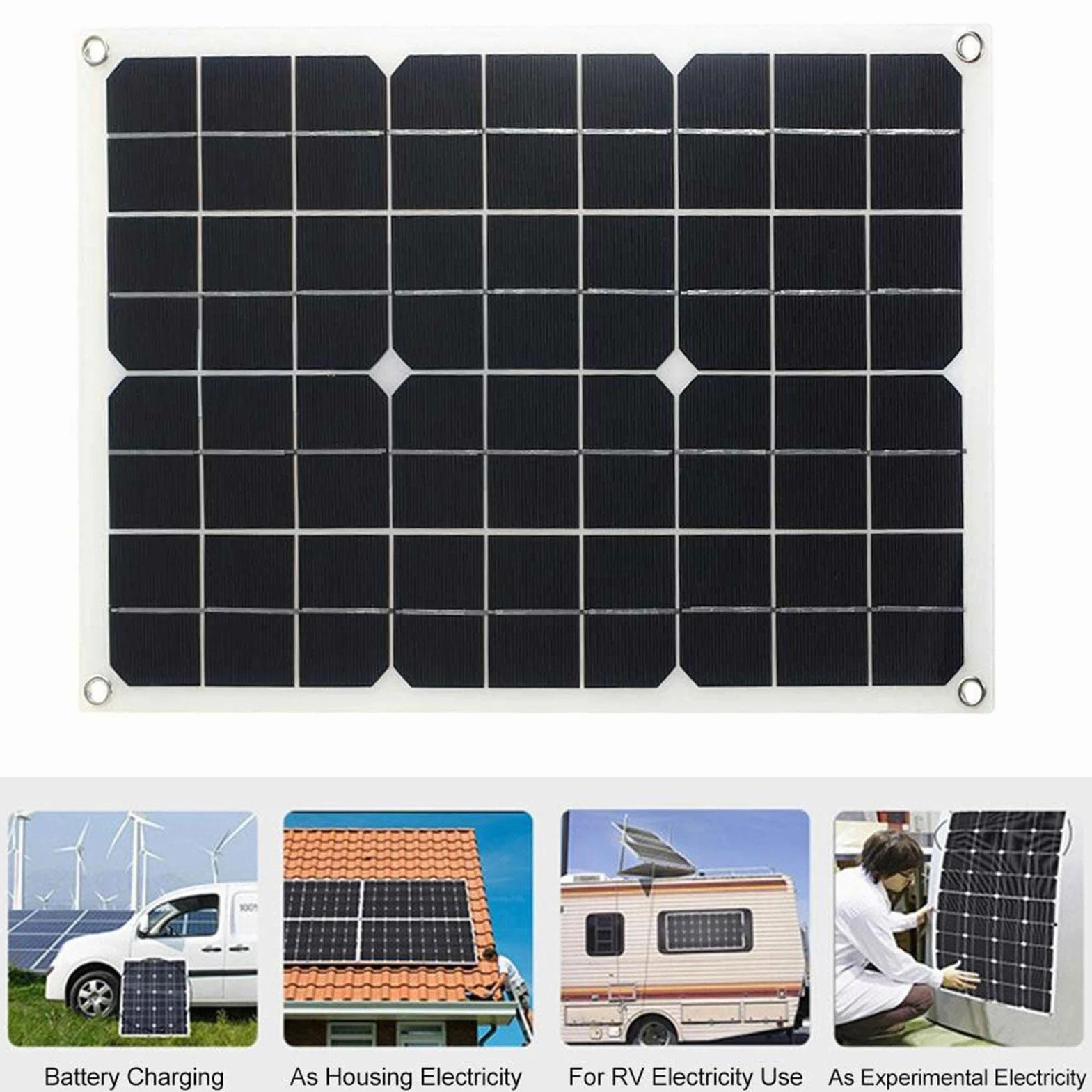 Kit Pannello Solare 500W 12V con Inverter USB Regolatore Carica 30A per Casa Camper