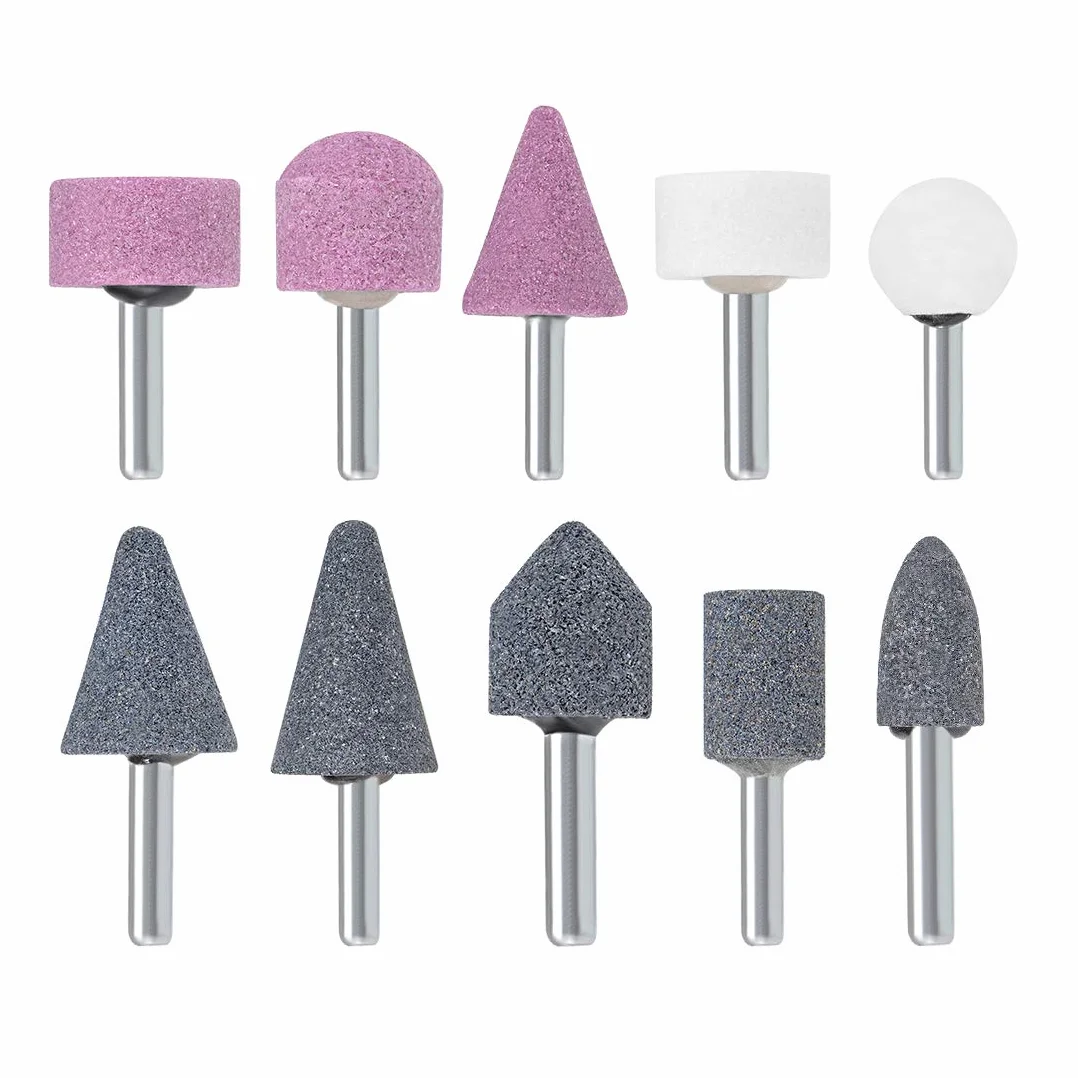sourcing map - Set di punte in pietra abrasiva, con testa di lucidatura da 1/4", 10 pezzi